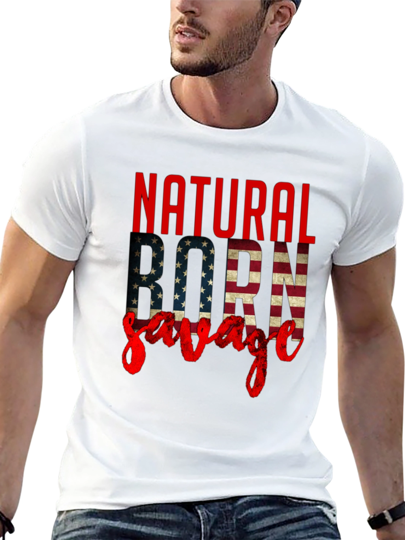 Black Natural Born Savage Graphic Tee view 13