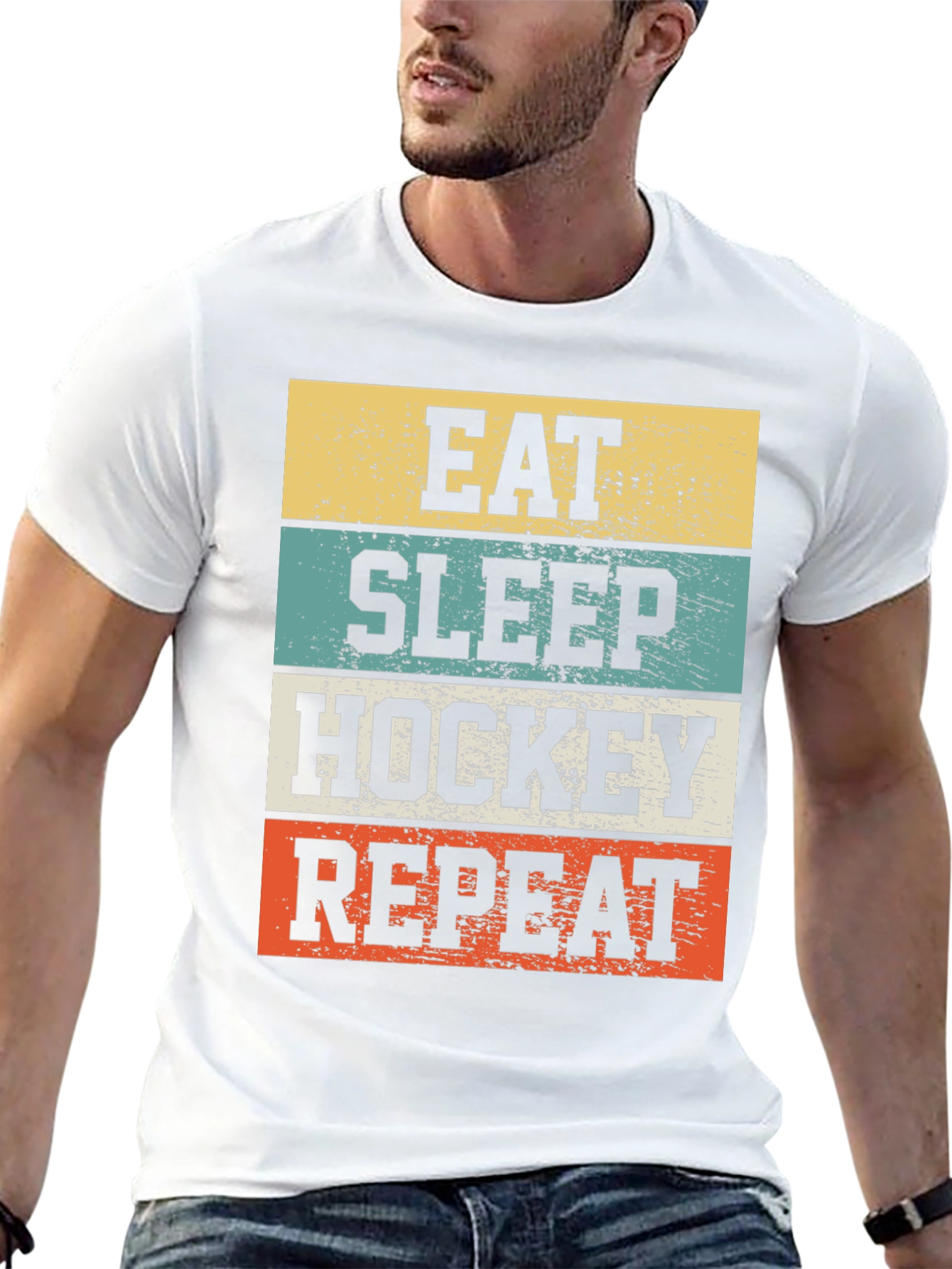 Black Eat Sleep Hockey Repeat Graphic T-Shirt view 13