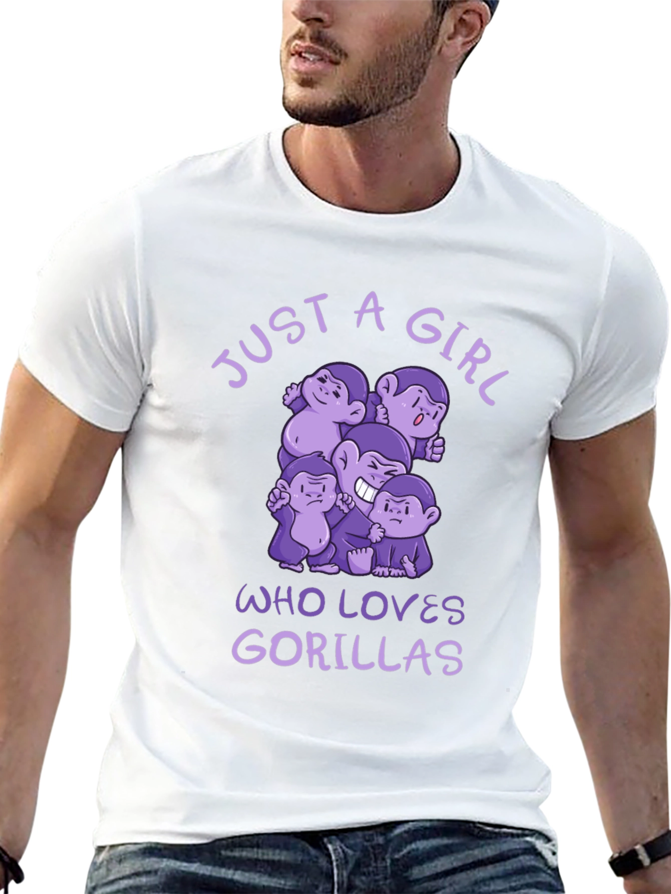 Black Just A Girl Who Loves Gorillas Black T-Shirt view 13