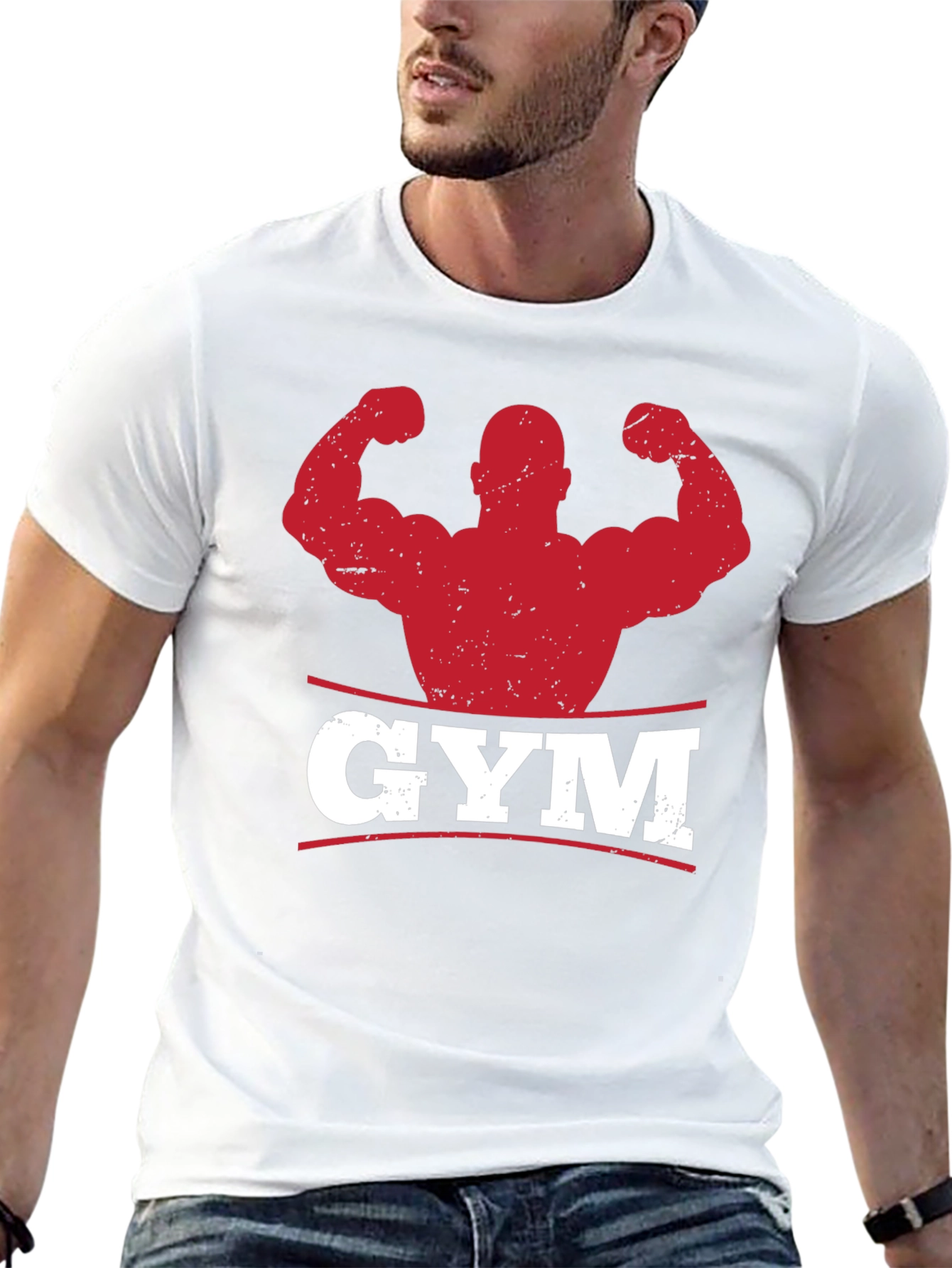 Black Gym Graphic Print Men's Black T-Shirt view 13