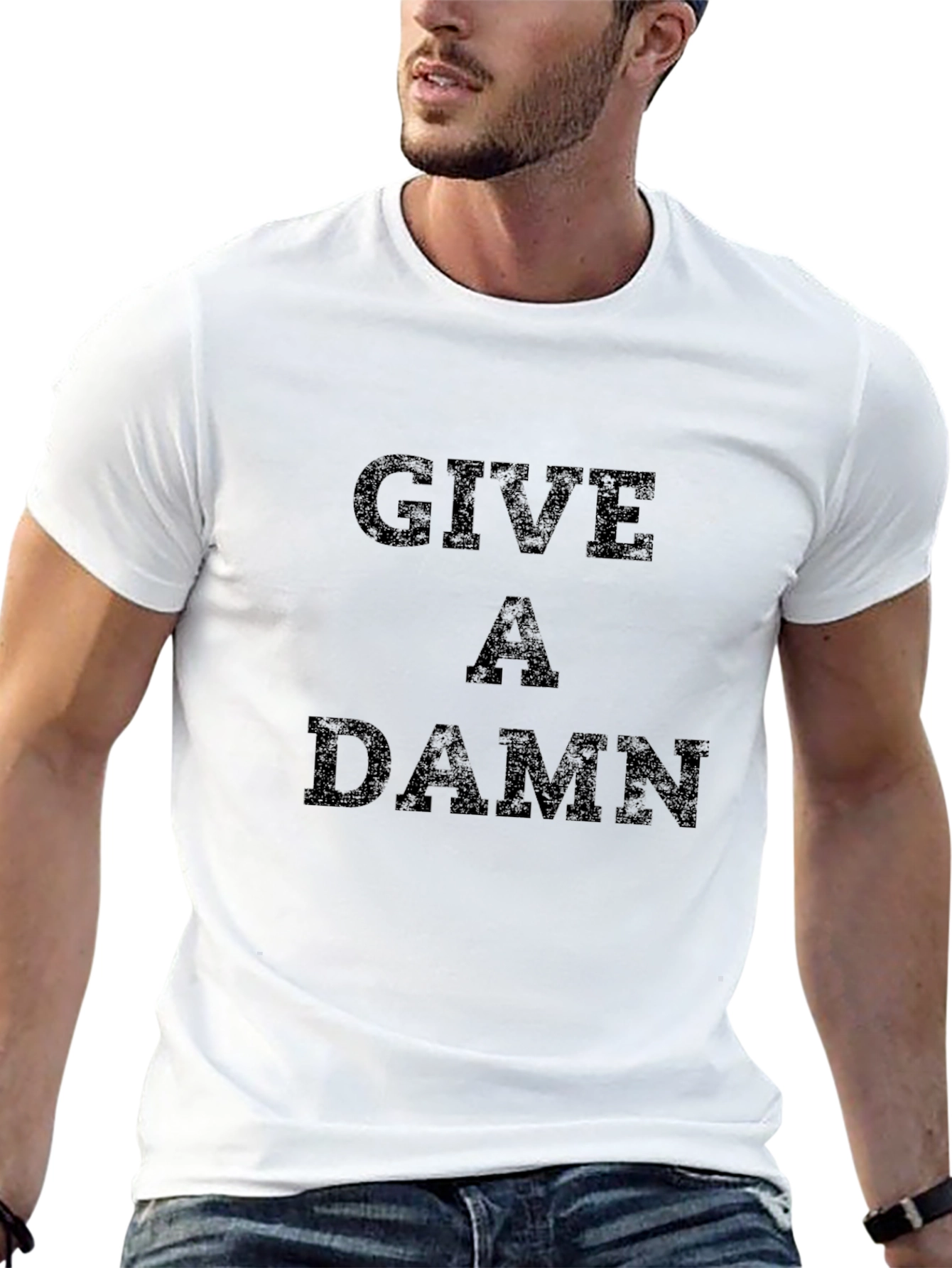 Black Give a Damn Graphic Tee - Black Cotton T-Shirt view 13