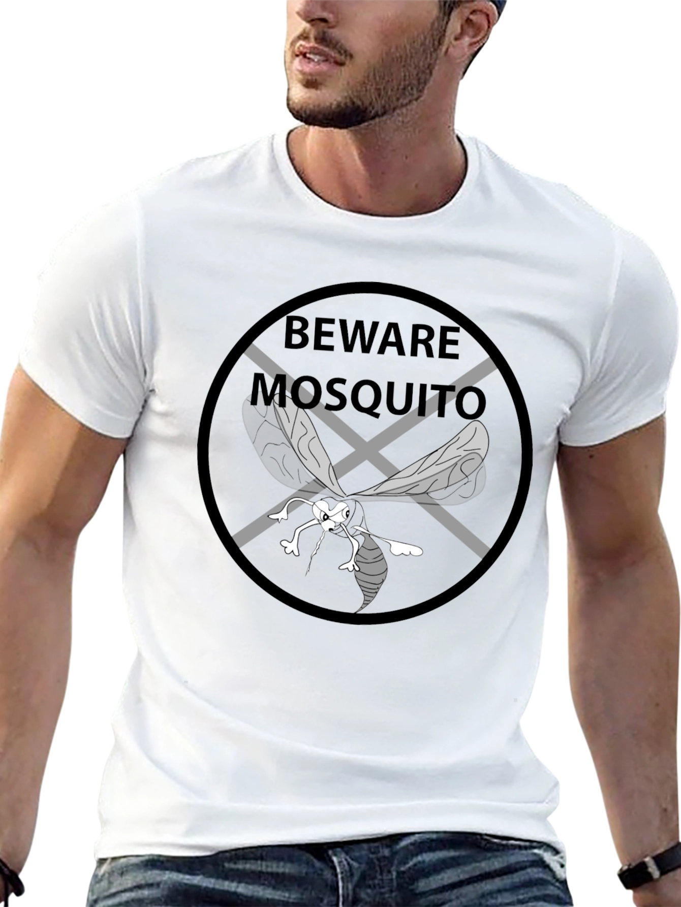 Black Beware Mosquito Graphic Tee - Black Cotton T-Shirt view 13
