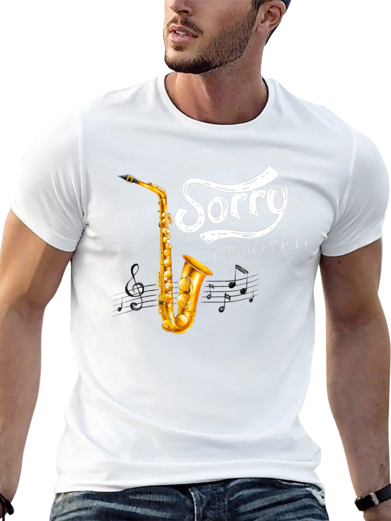 Black Saxophone 'Sorry I Tooted' Graphic Tee view 13