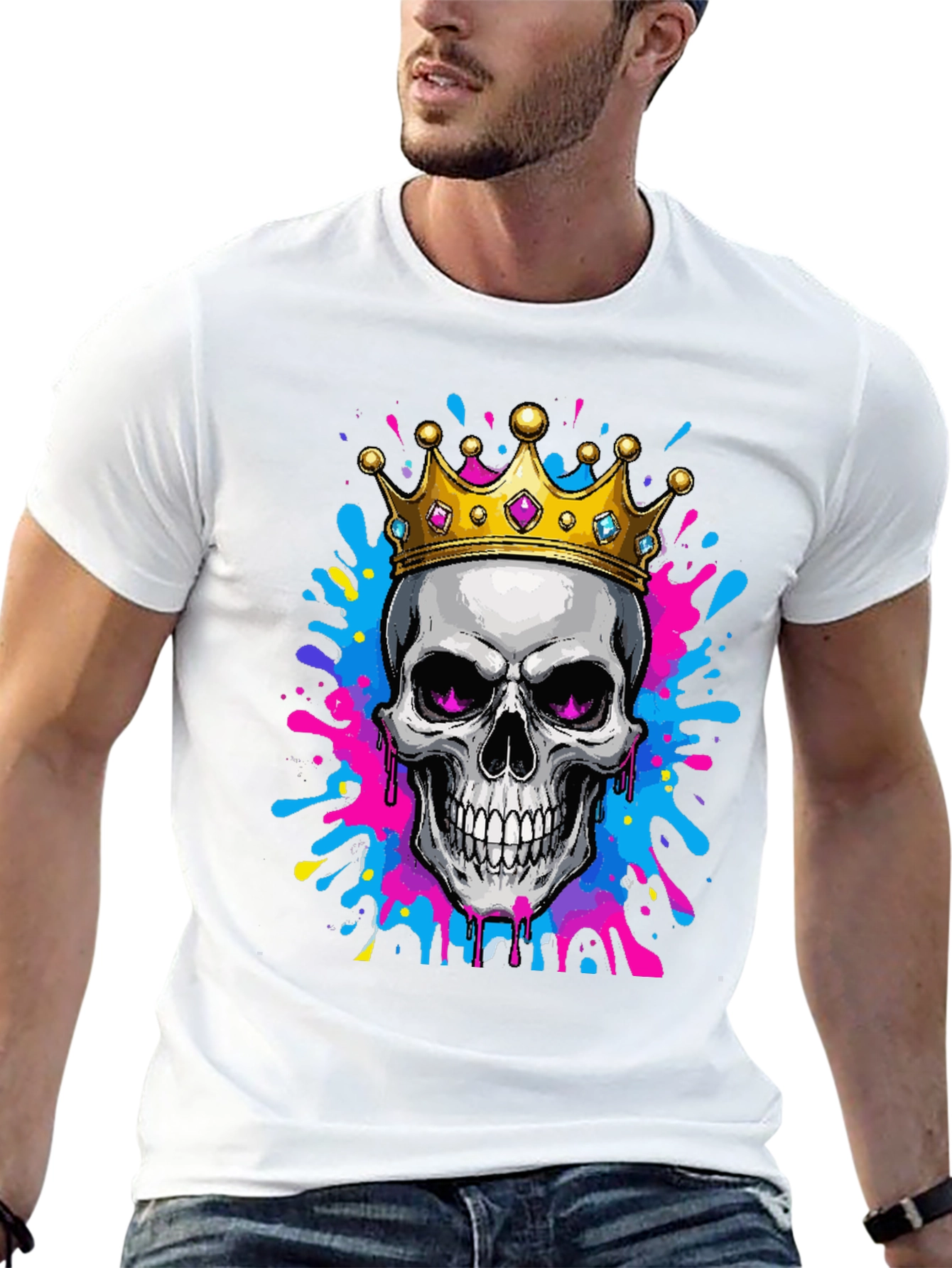 Black Skull King Graphic Tee - Bold Artistic Design view 13
