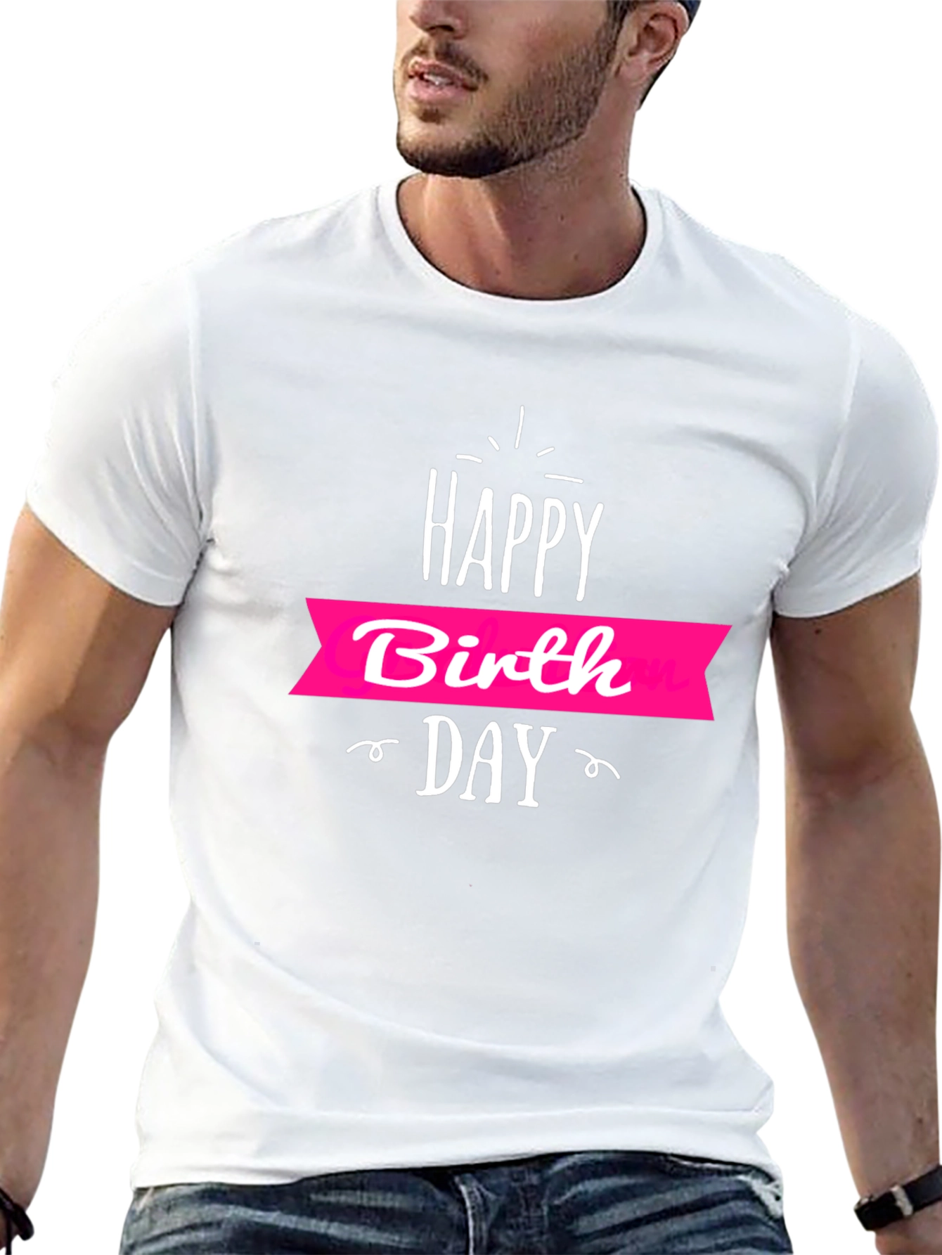 Black Happy Birthday Graphic Print T-Shirt view 13