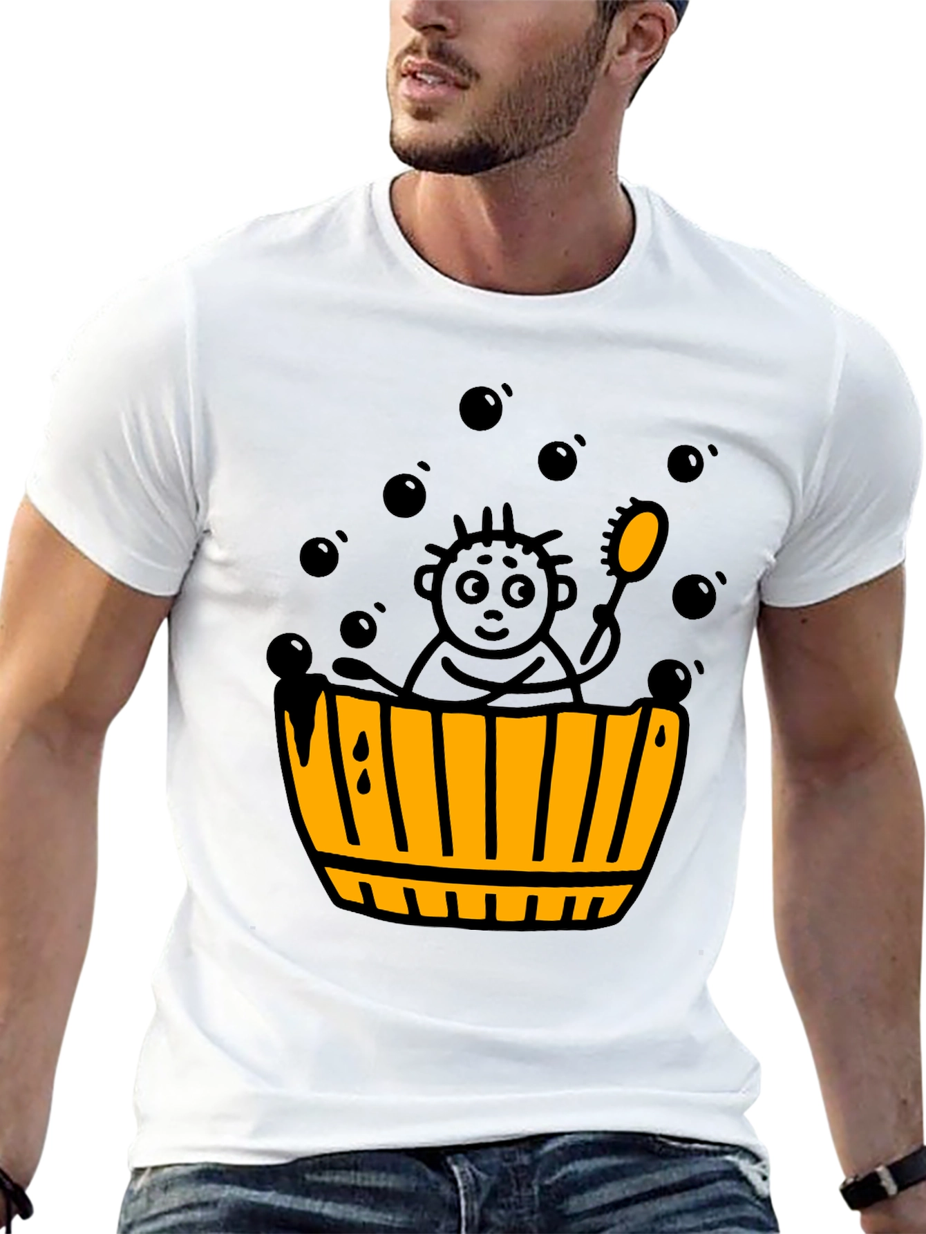 Black Cartoon Bath Time T-Shirt view 13