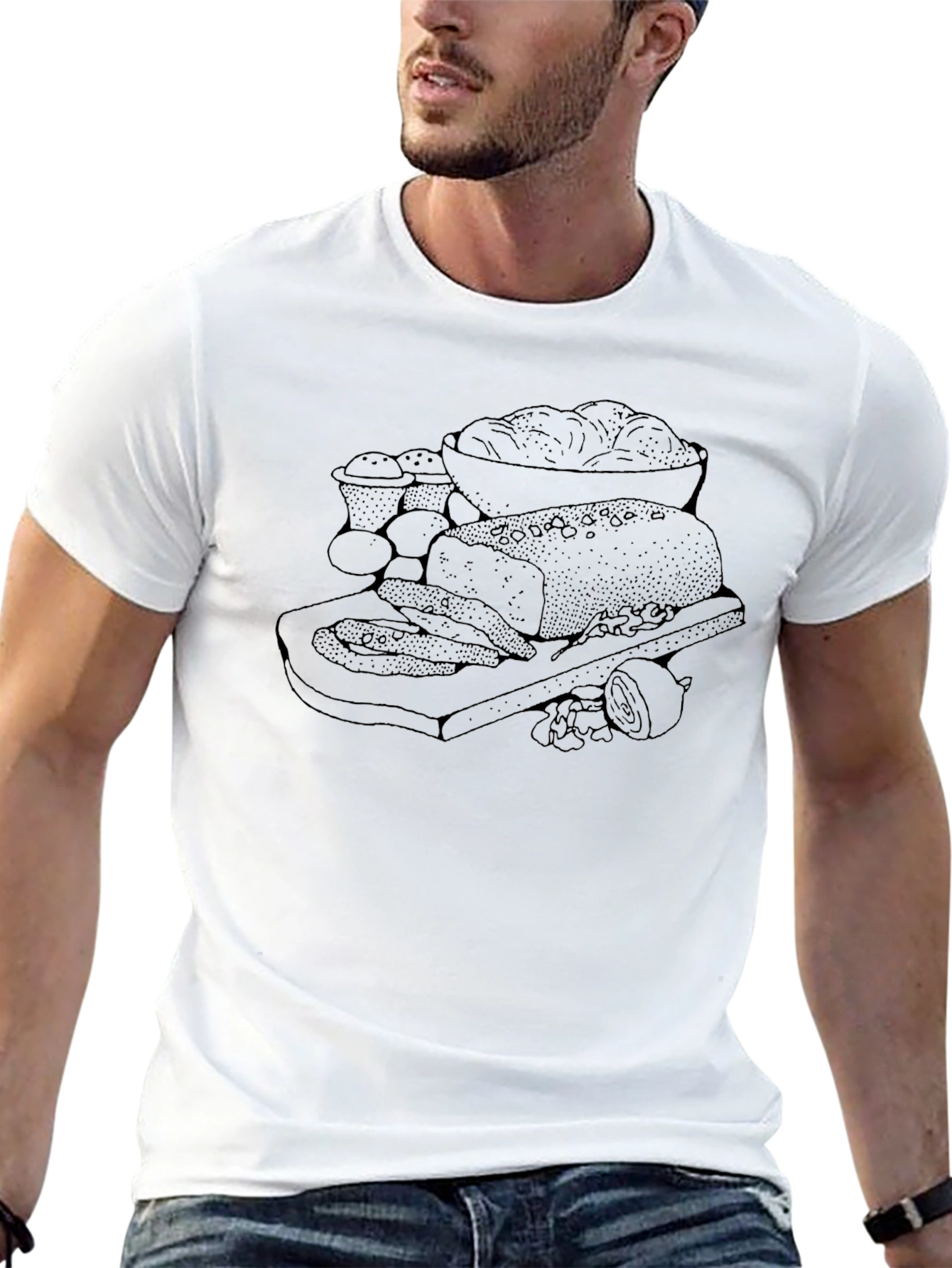 Black Retro Appetizer Platter Graphic T-Shirt view 13