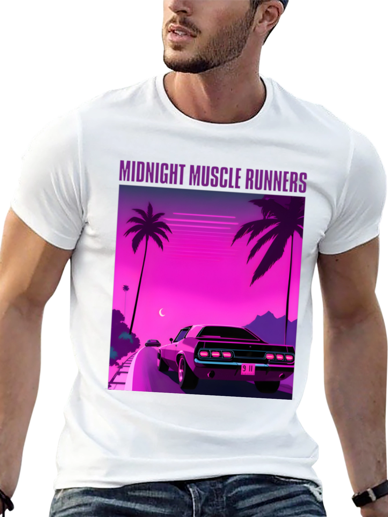 Black Midnight Muscle Runners Graphic Tee view 13