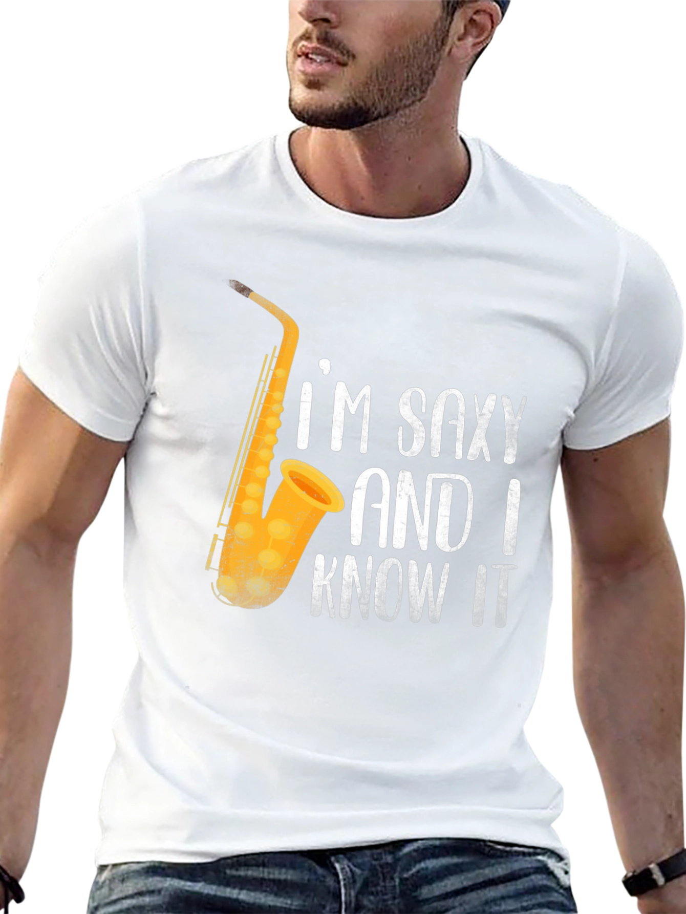 Black Saxy & I Know It T-Shirt | Funny Saxophone Player Tee view 13