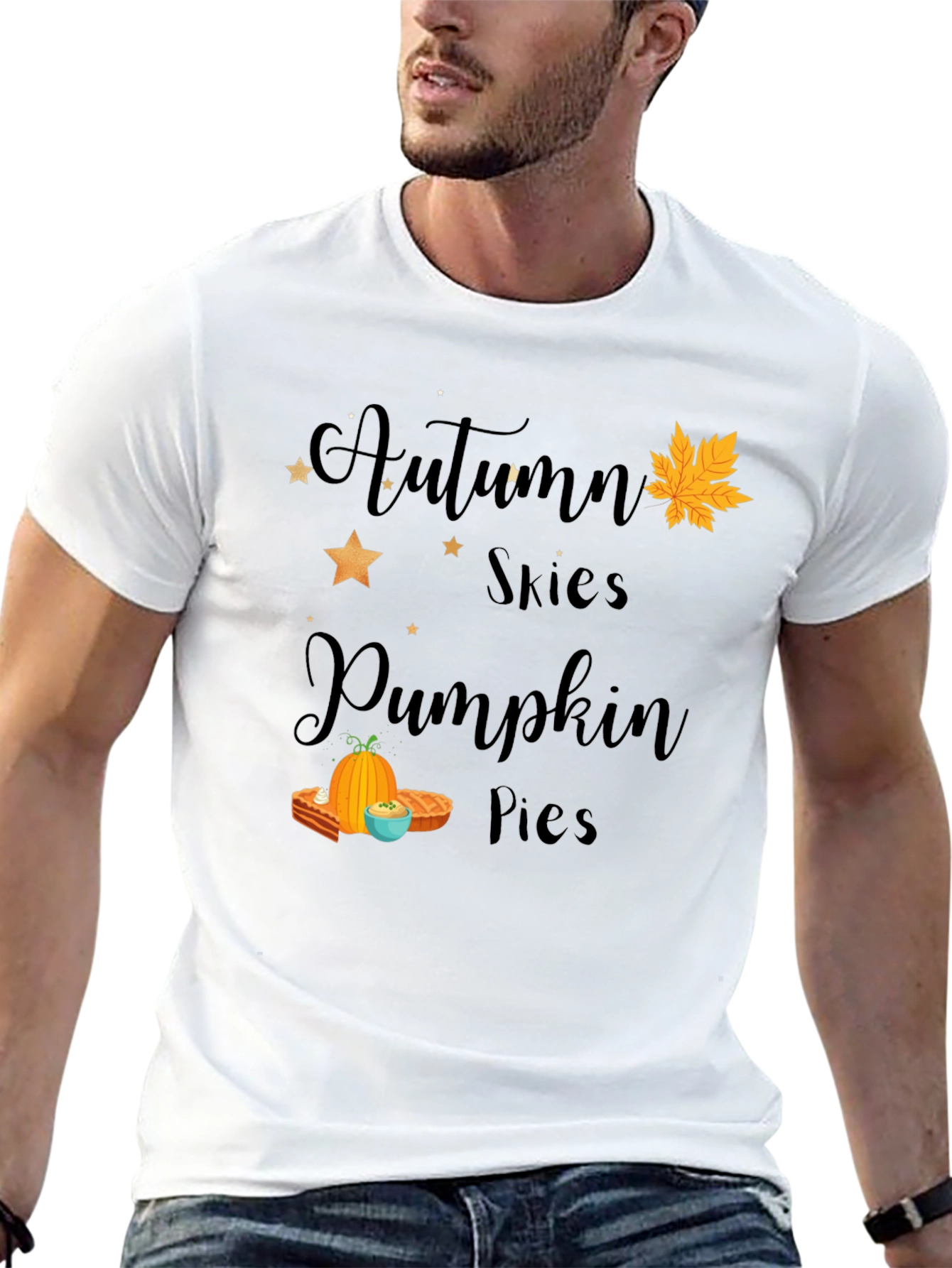 Black Autumn Skies Pumpkin Pies Graphic T-Shirt view 13