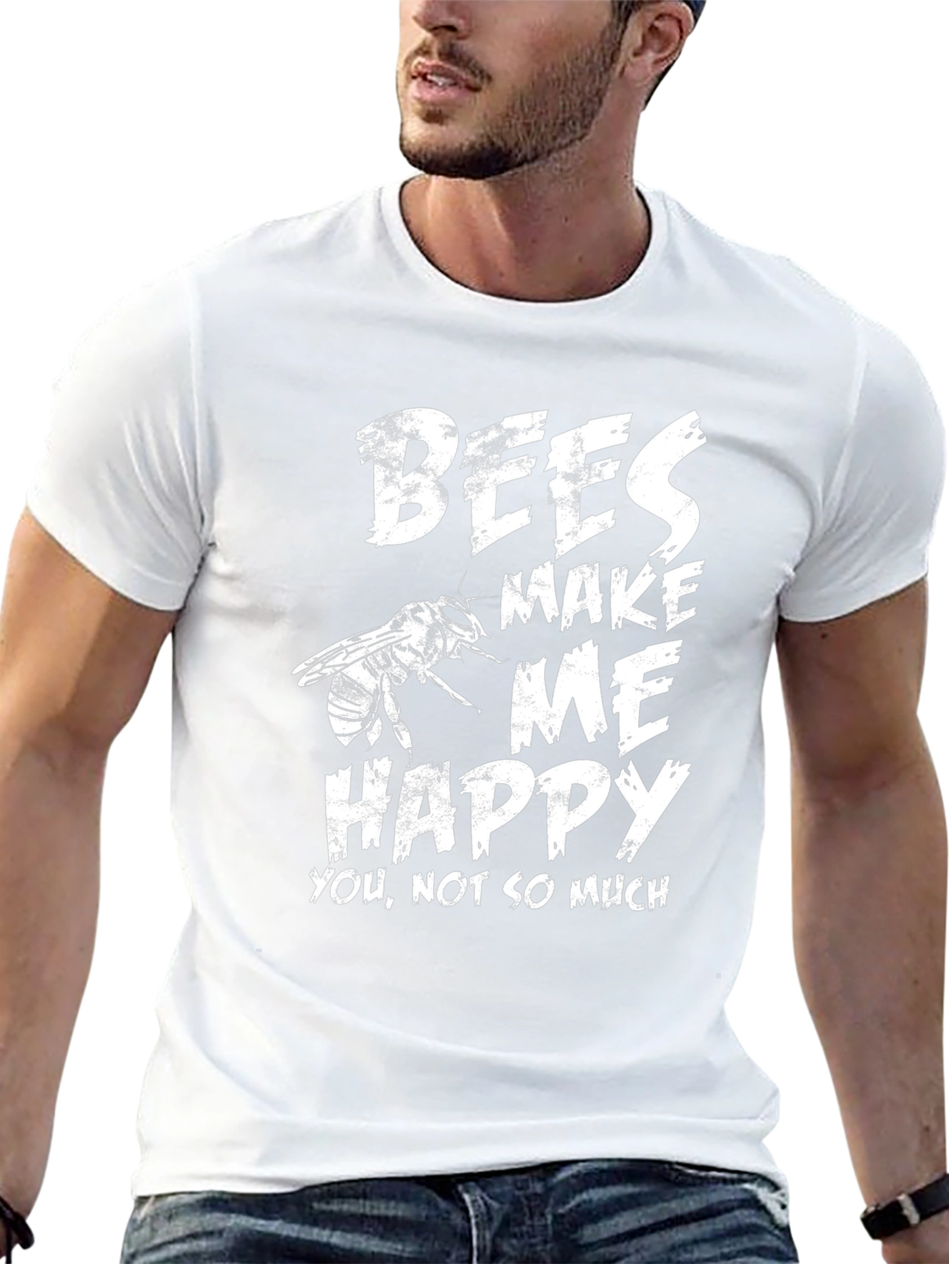 Black Bees Make Me Happy T-Shirt - Black view 13