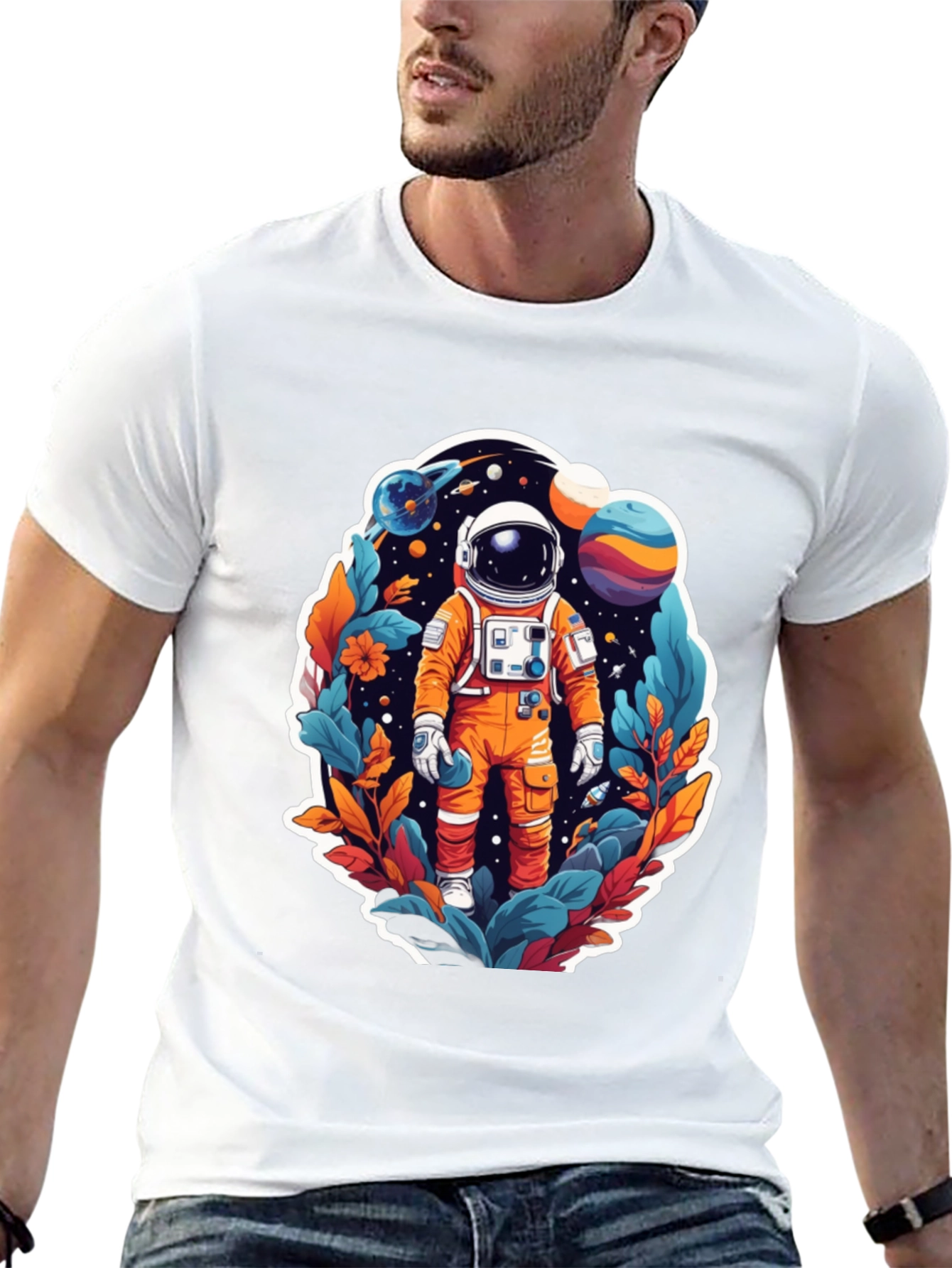 Black Astronaut in Space T-Shirt view 13
