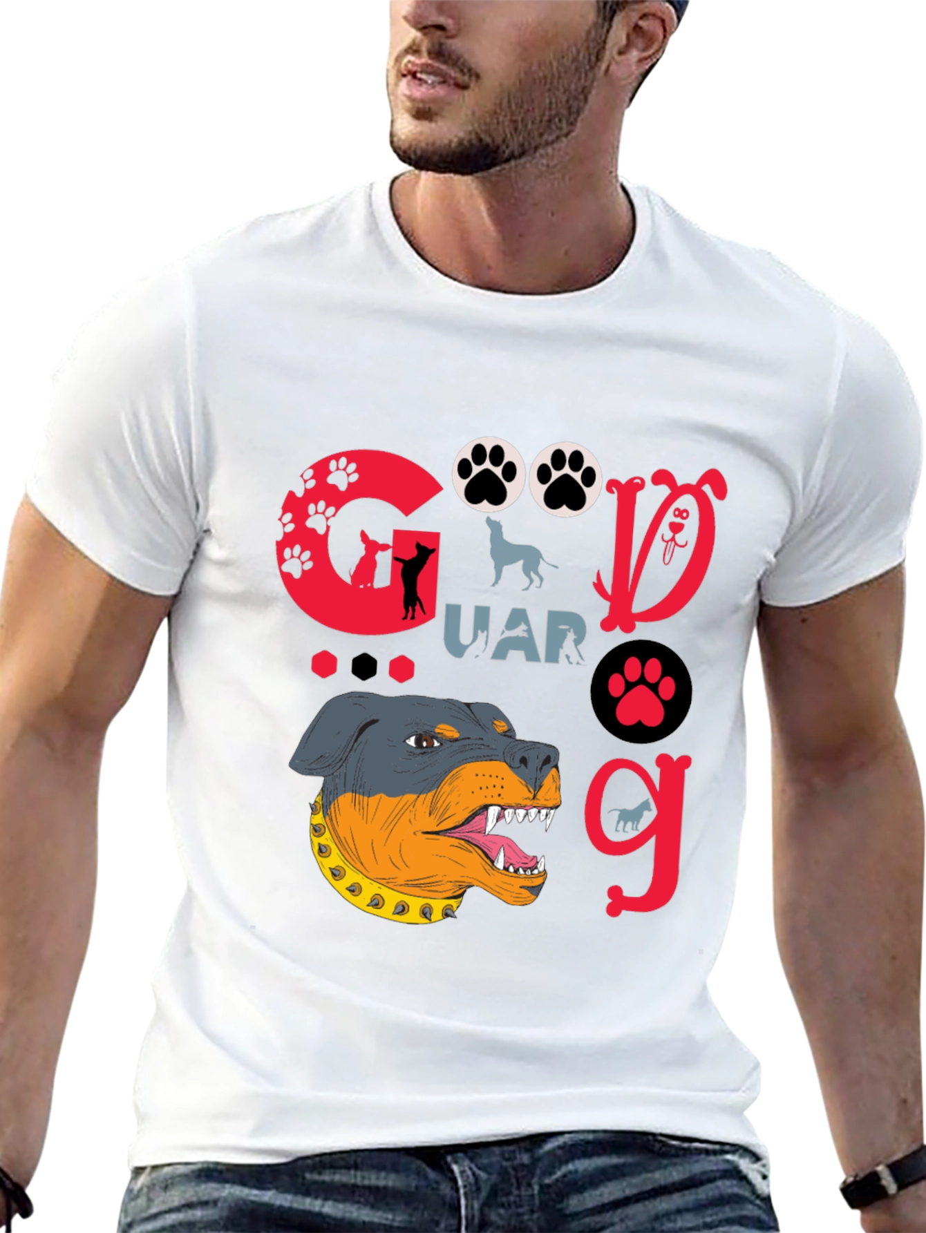 Black Dog Guard T-Shirt - Rottweiler Graphic Tee view 13