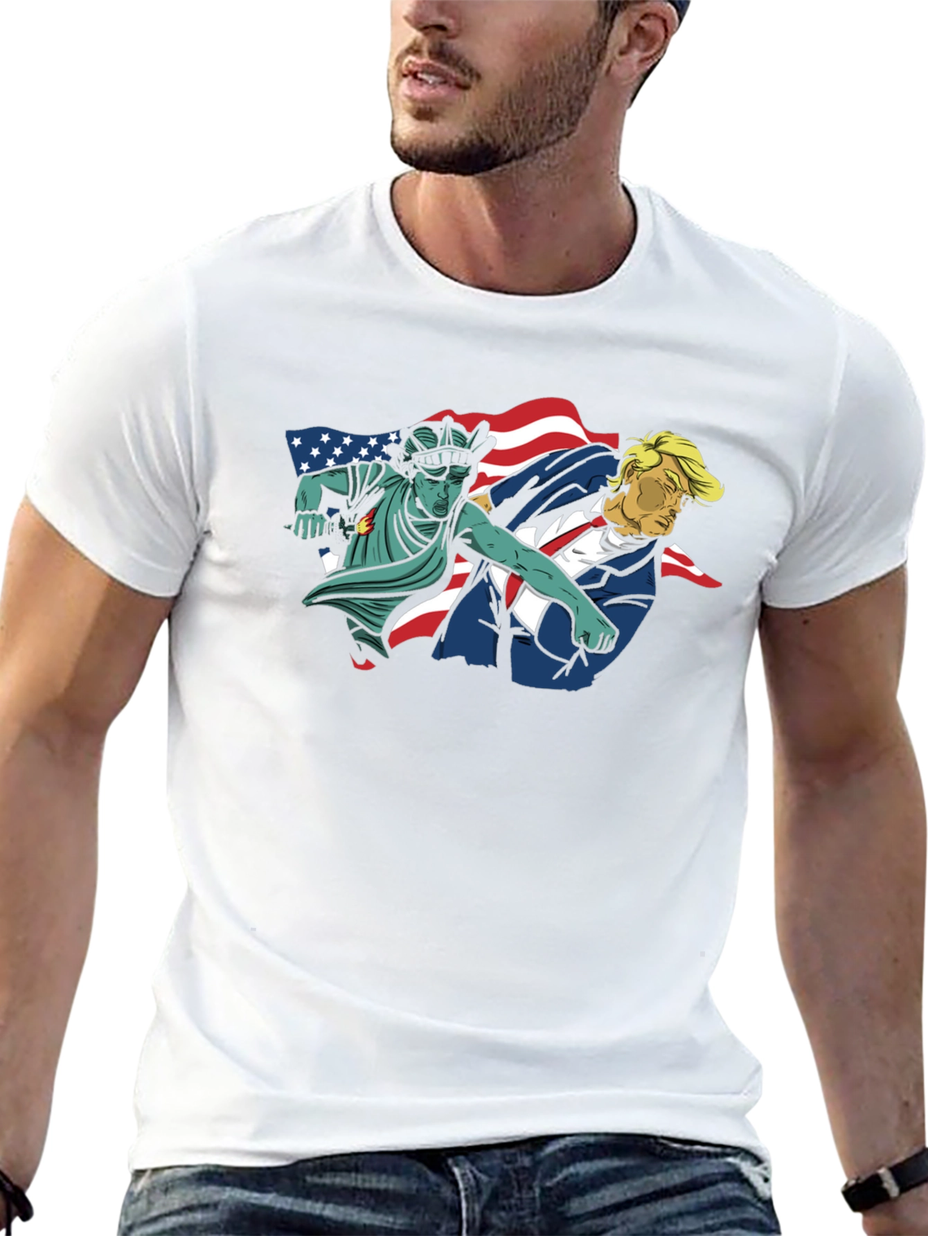 Statue of Liberty Punches Trump Graphic T-Shirt - 13