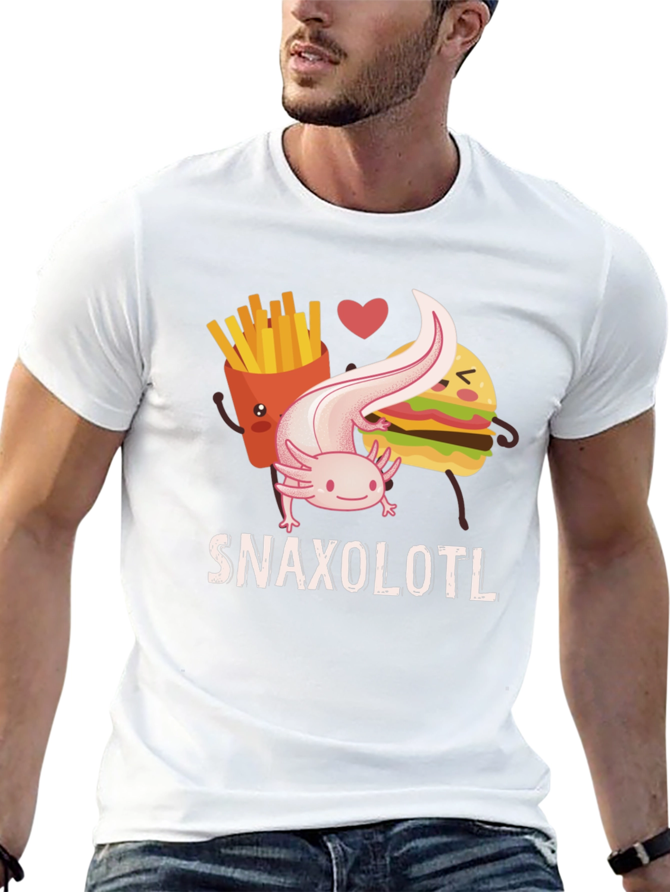 Black Snaxolotl Funny Axolotl Food Lover T-Shirt view 13