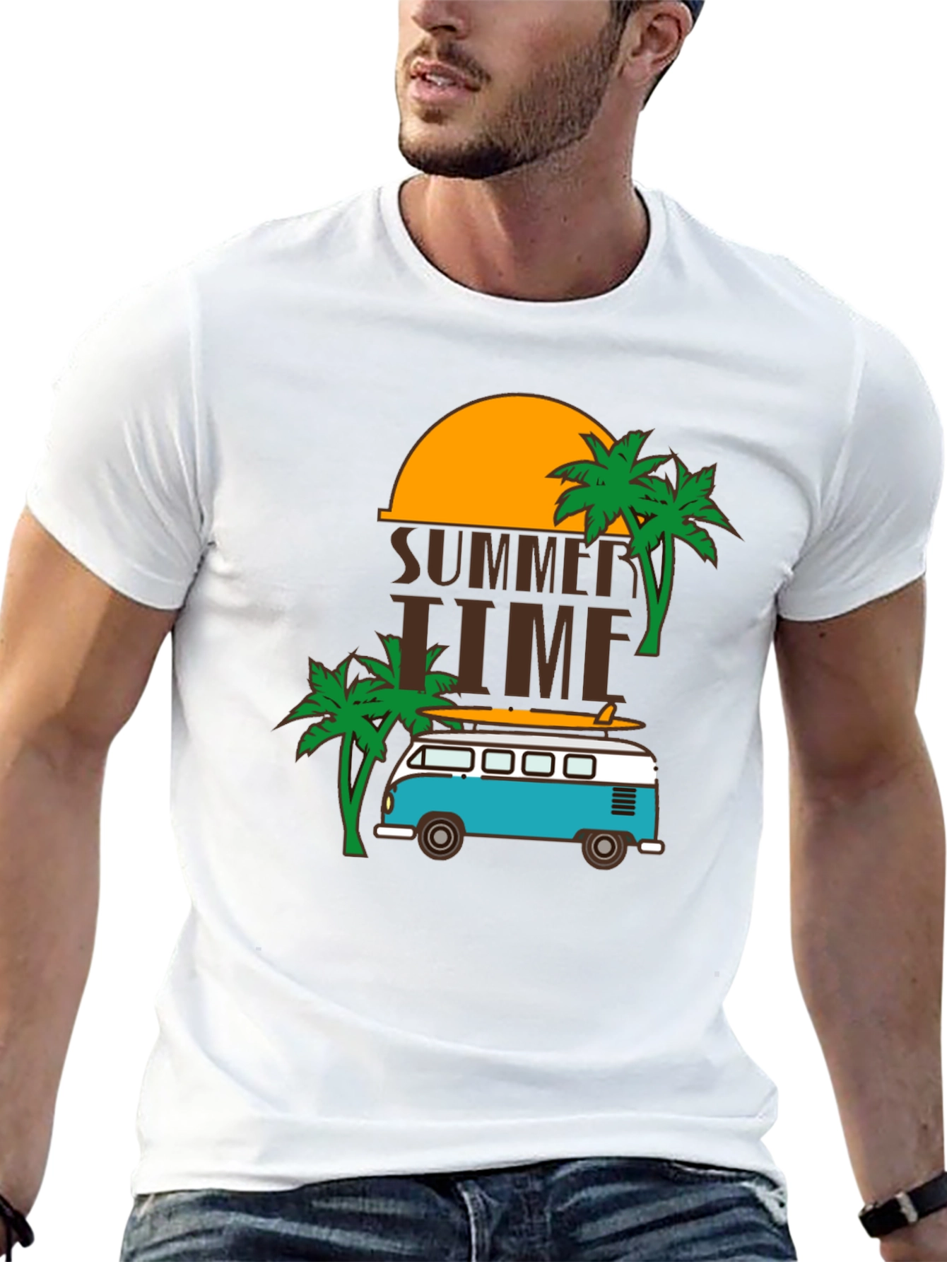Black Summer Time Beach Van Graphic Tee view 13