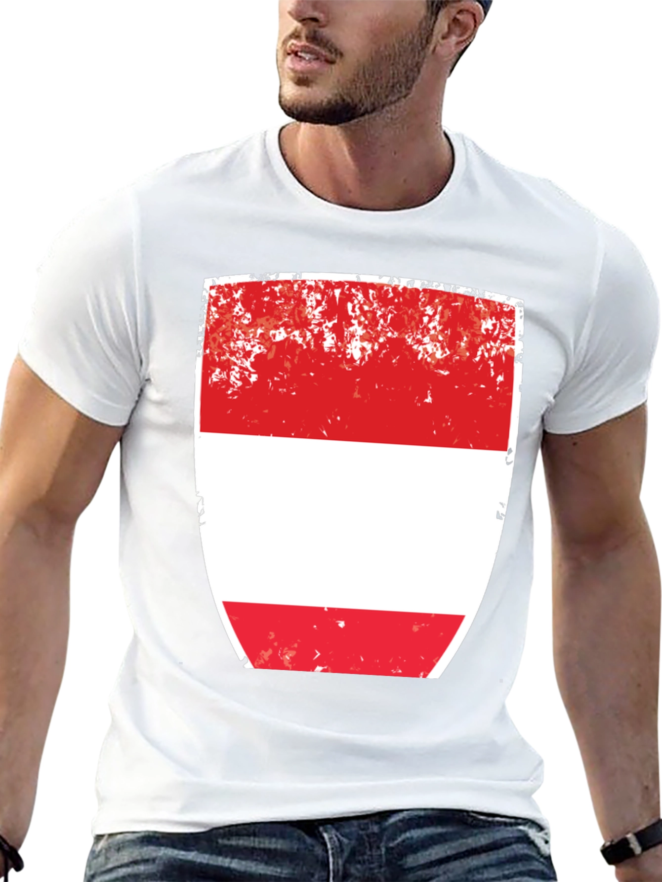 Black Austria Flag T-Shirt - Red and White Shield Design view 13