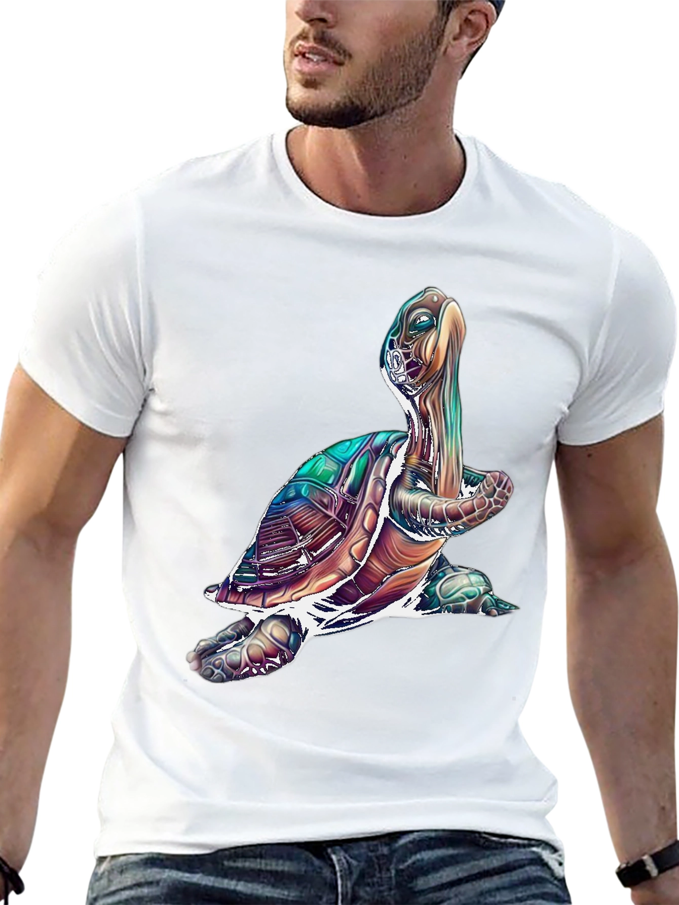 Black Turtle Graphic Tee - Cool Sea Turtle T-Shirt view 13