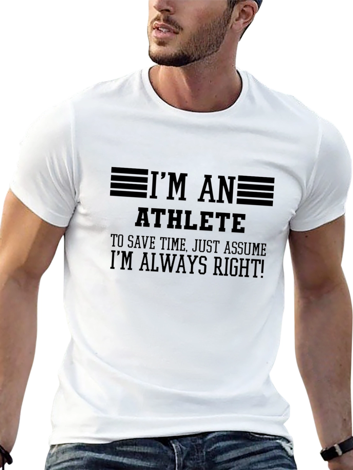 Black I'm An Athlete, Always Right! Black T-Shirt view 13