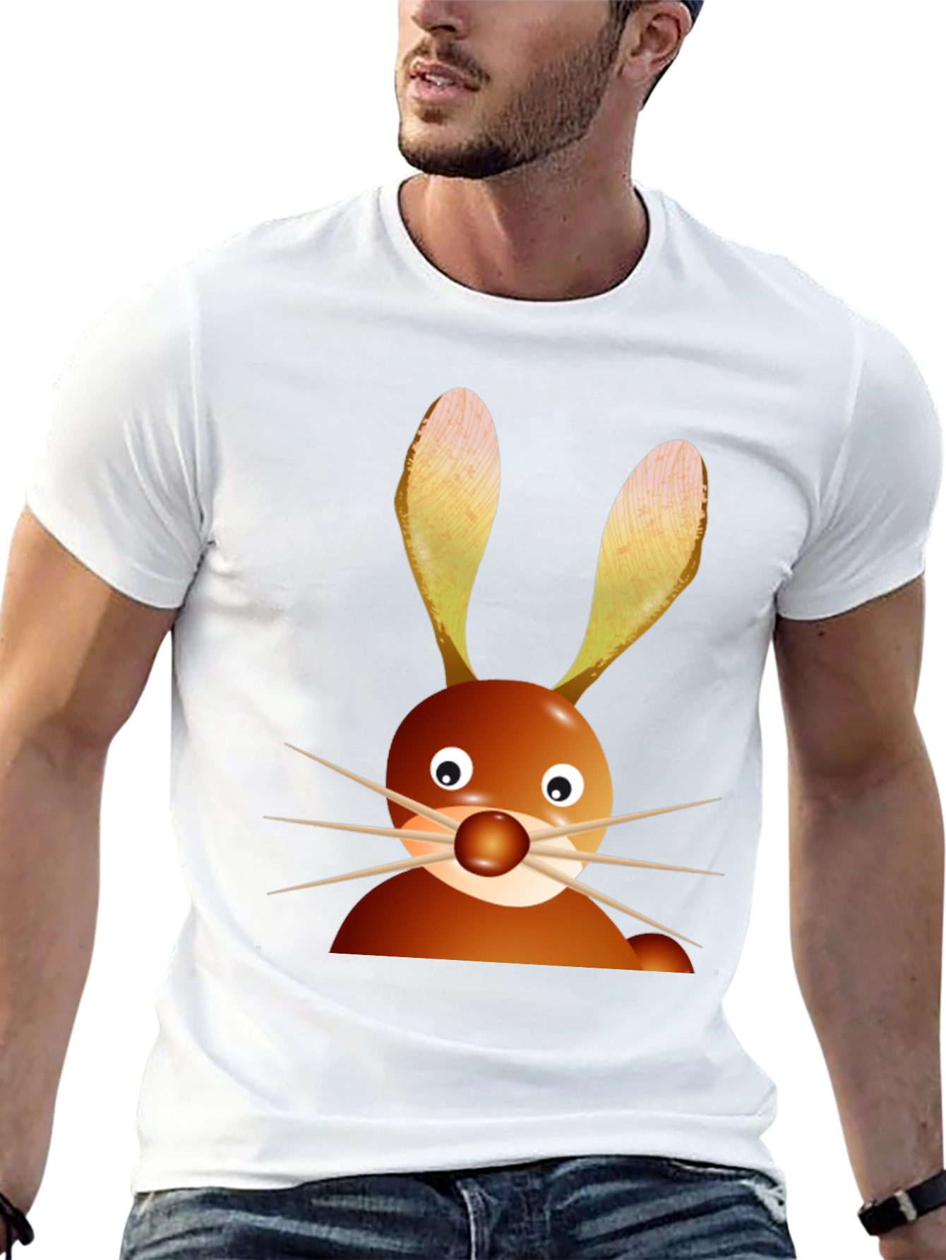 Black Funny Cartoon Bunny Rabbit Graphic Tee - Black view 13