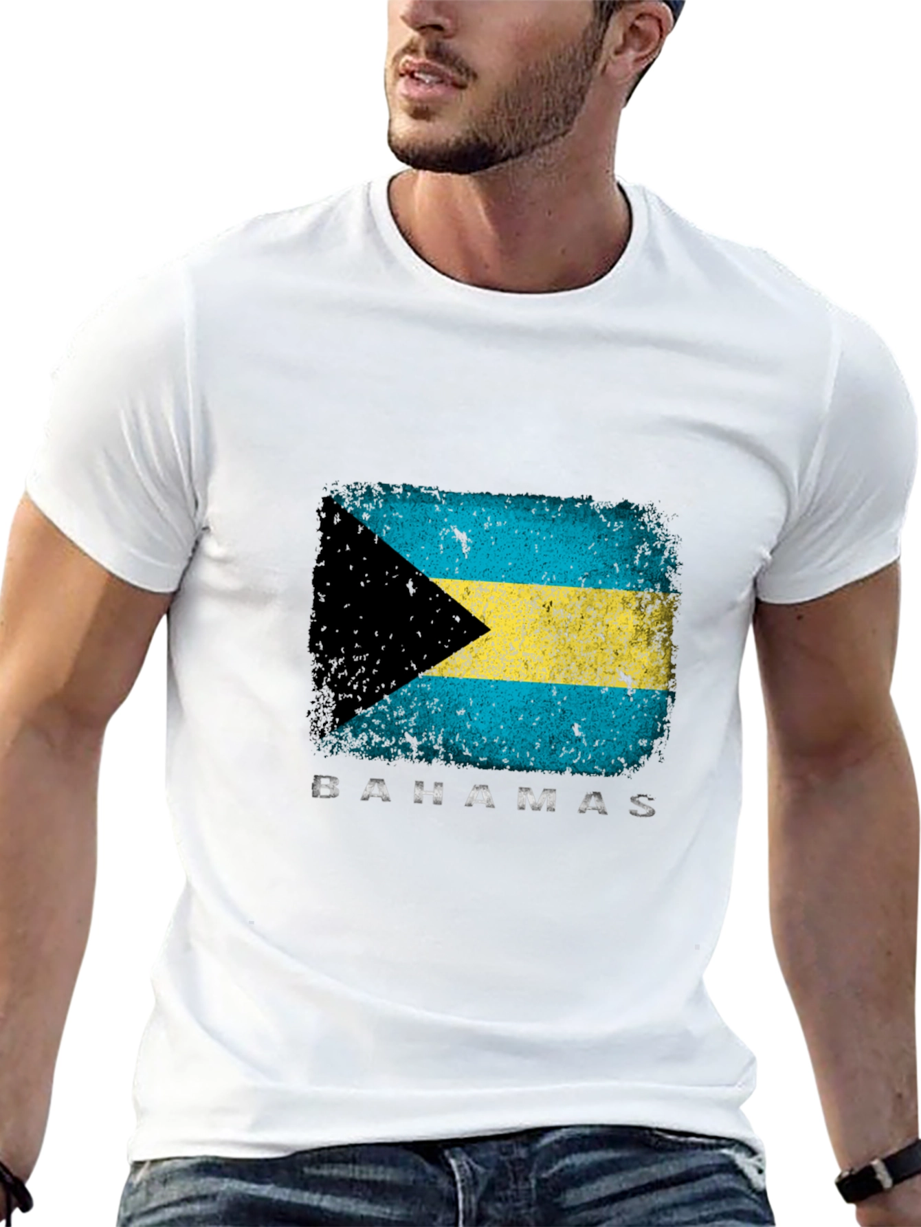 Black Bahamas Flag Graphic T-Shirt - Black view 13