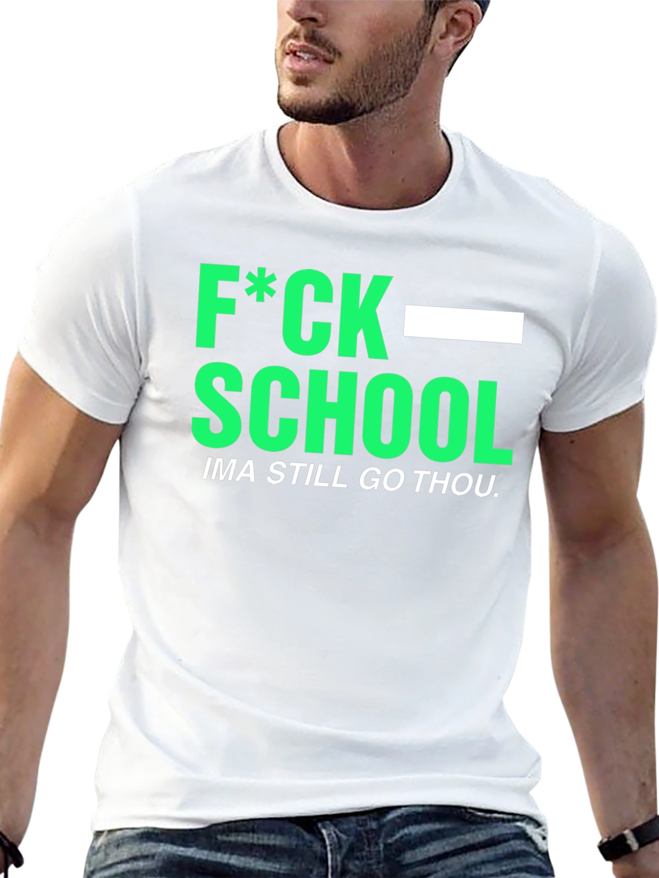 Black F*ck School Humor Tee - Black Graphic T-Shirt view 13