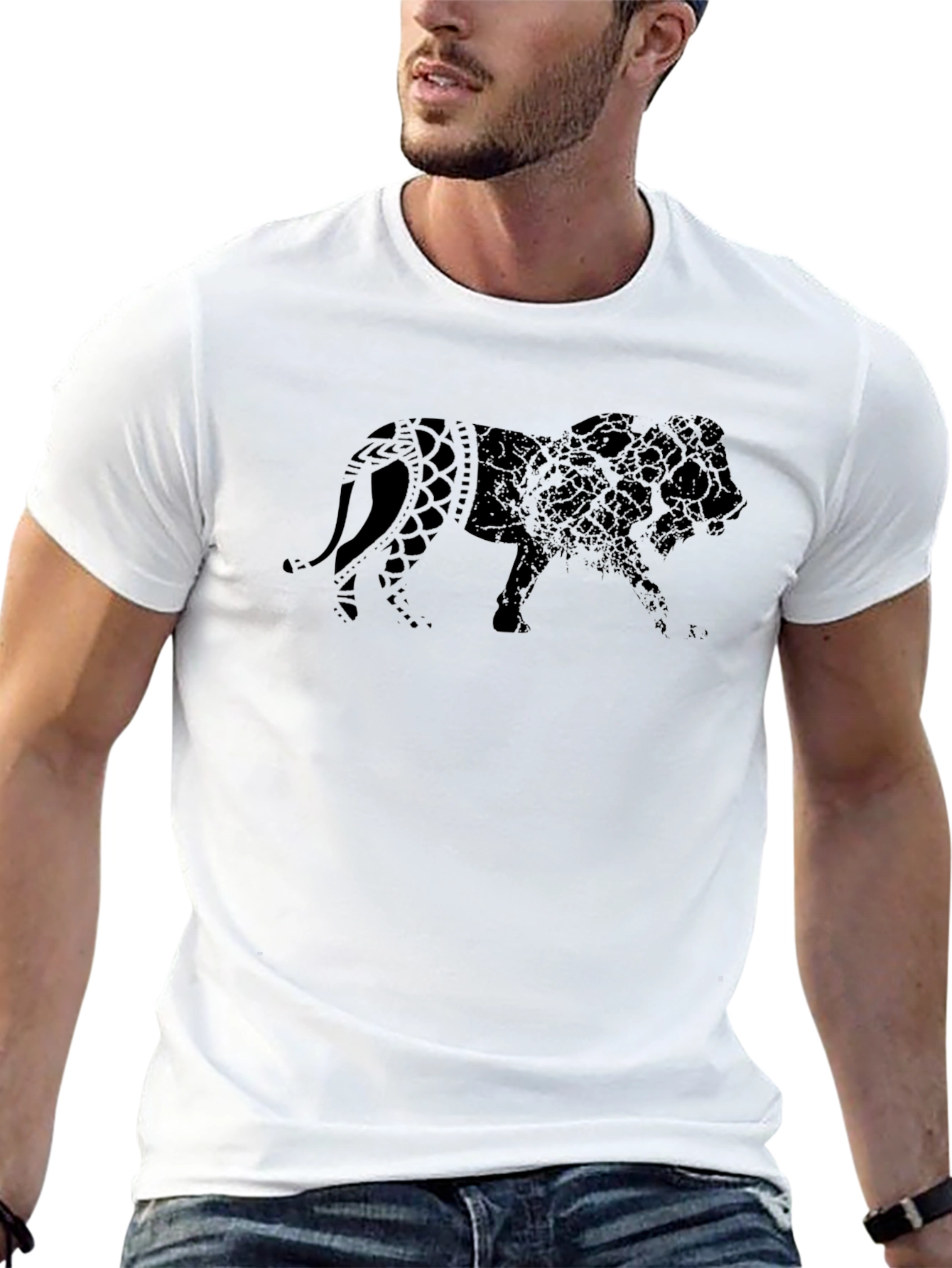 Black Lion Graphic Print Black T-Shirt view 13