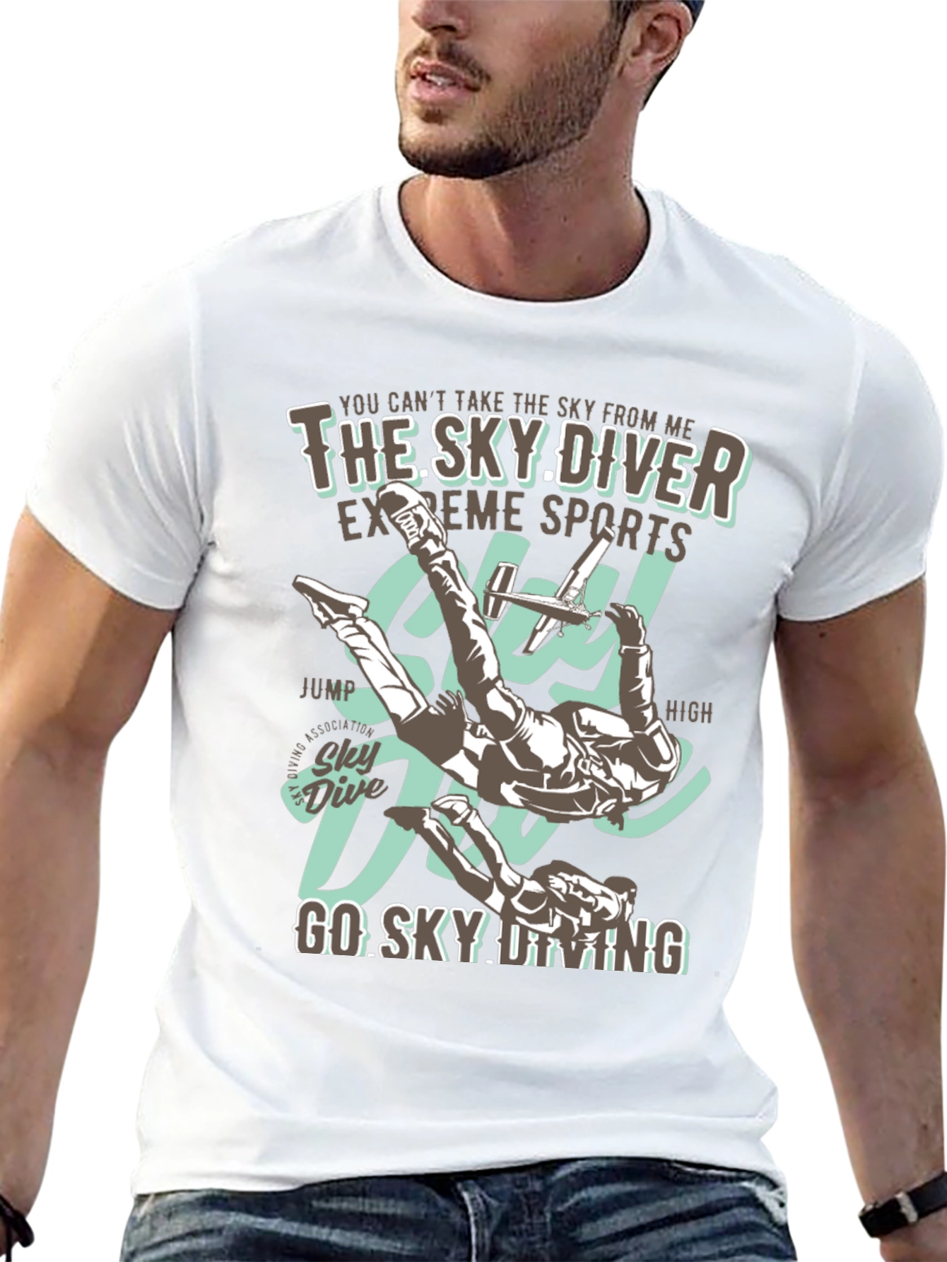 Black Sky Diving T-Shirt - Extreme Sports Graphic Tee view 13