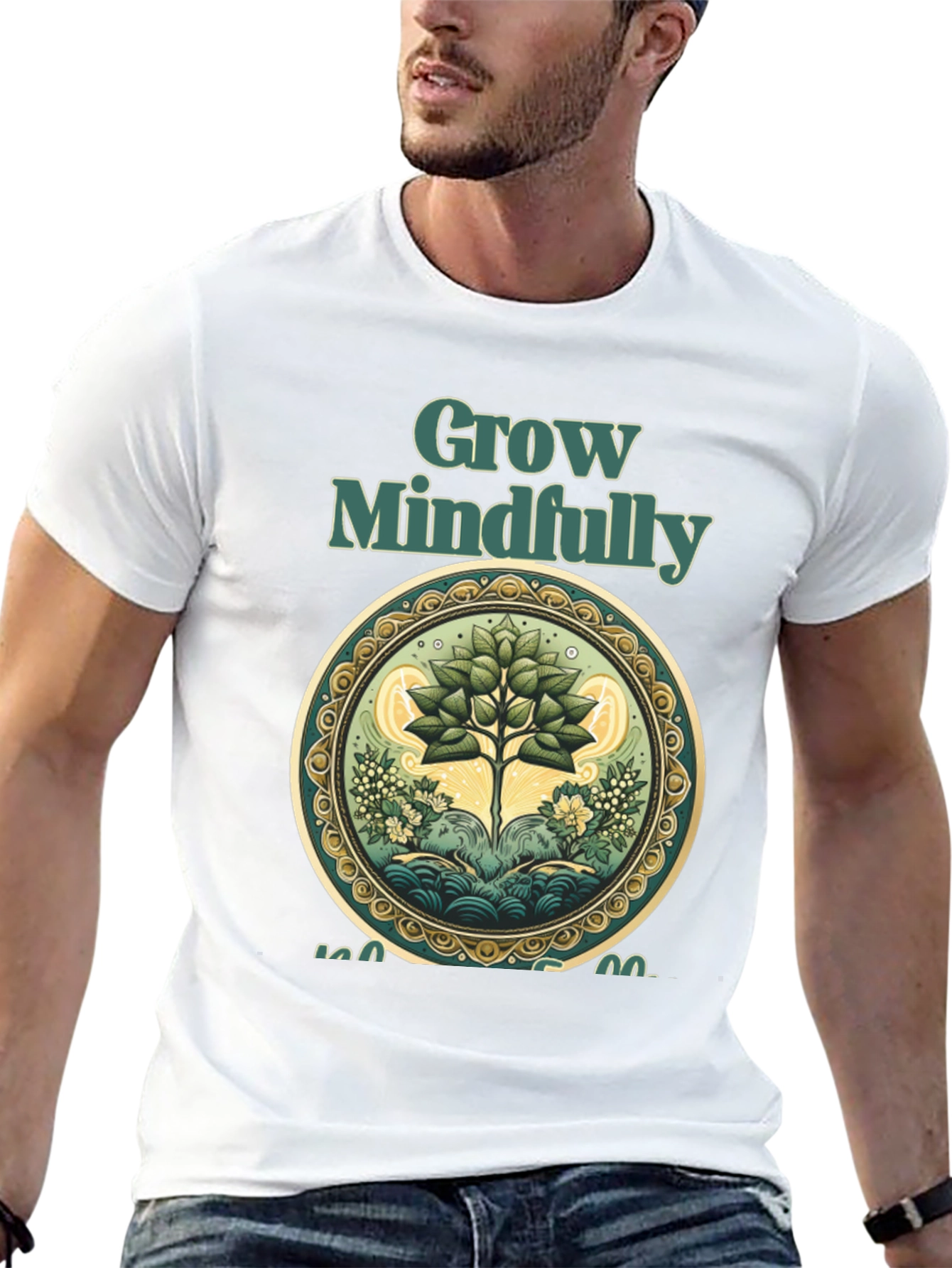 Black Grow Mindfully Tree Graphic Tee view 13
