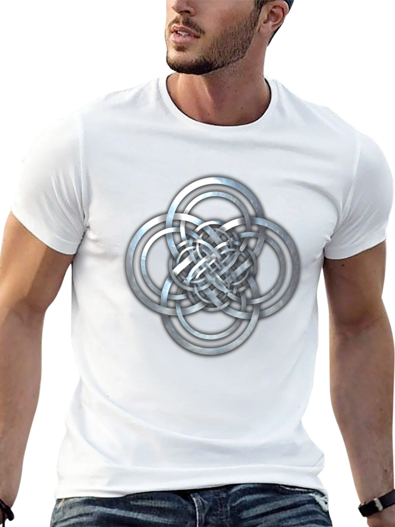 Black Celtic Knot Circles Graphic Black T-Shirt view 13