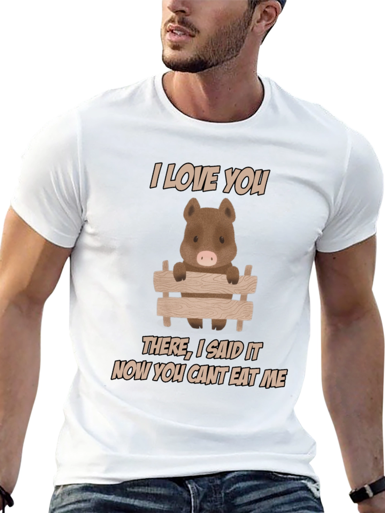Black I Love You Pig T-Shirt - Funny Animal Tee view 13