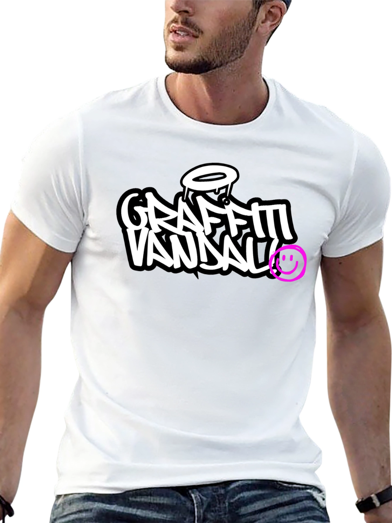 Black Graffiti Vandal T-Shirt - Black Crew Neck Tee view 13