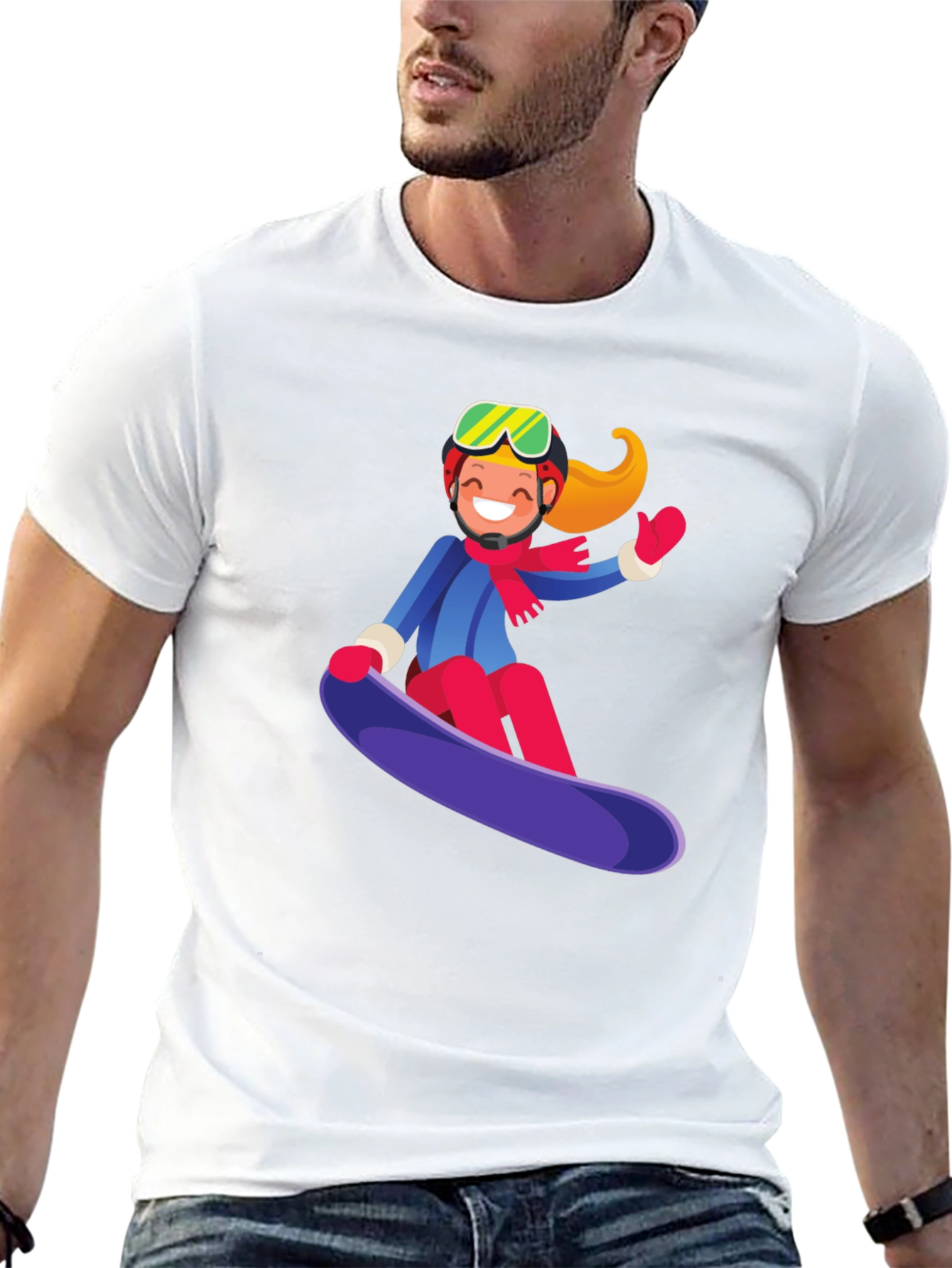 Black Snowboard Girl Graphic Tee - Black Cotton Casual Shirt view 13