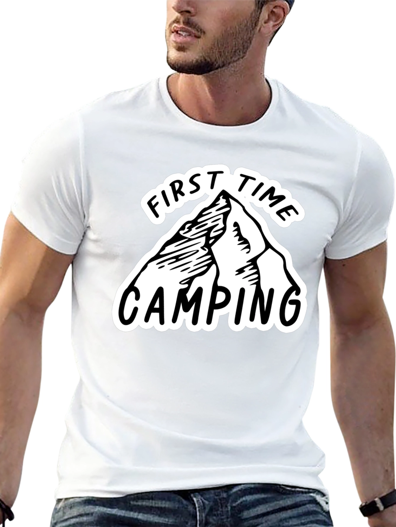 Black First Time Camping Graphic Tee - Black view 13