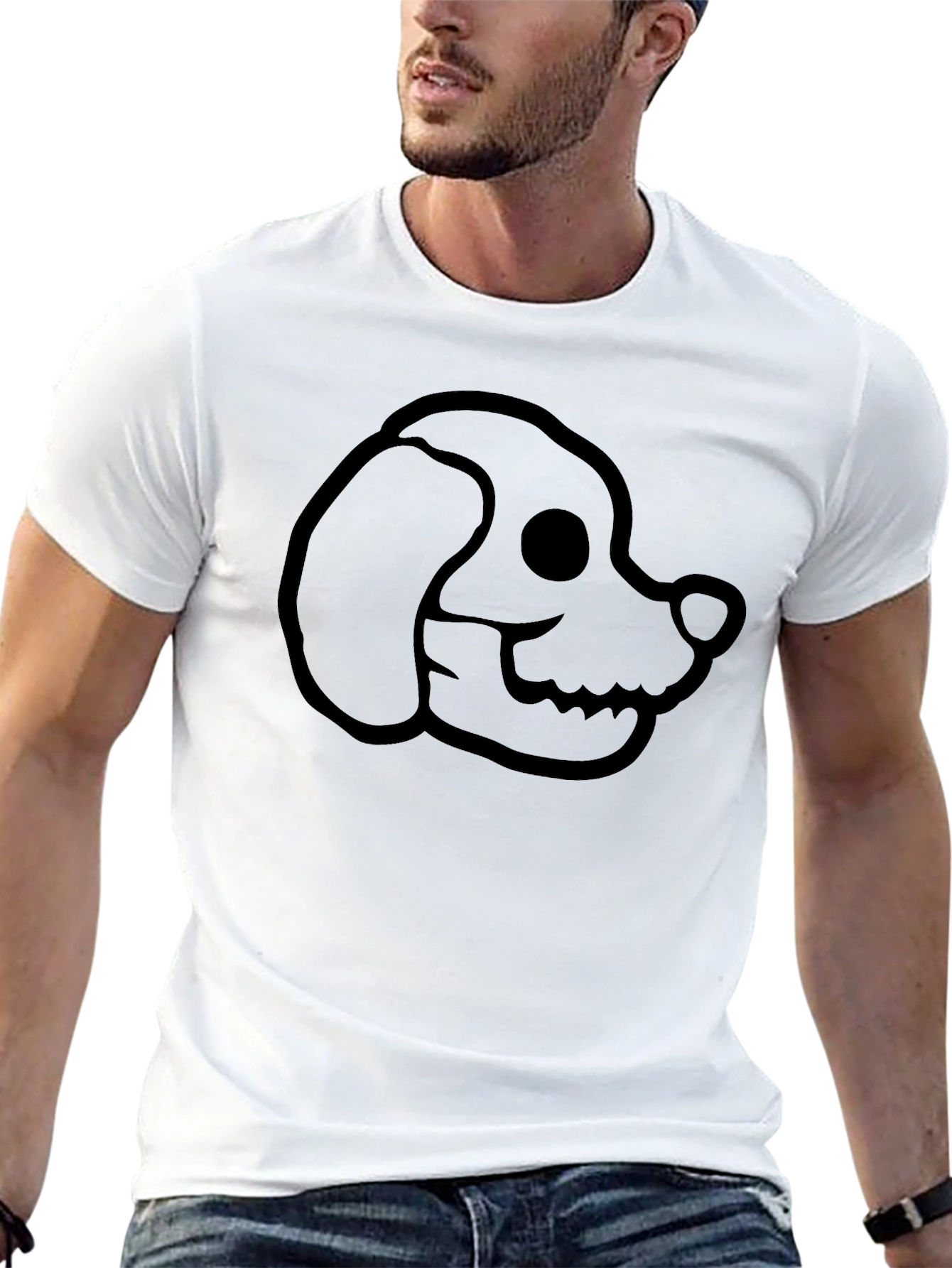 Black Dog Skeleton Head Black T-Shirt view 13