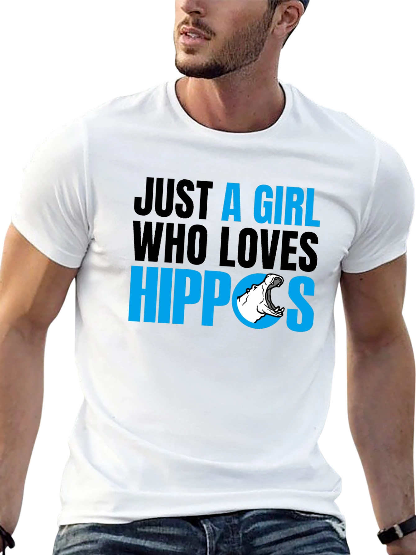Black Just a Girl Who Loves Hippos T-Shirt - Black view 13