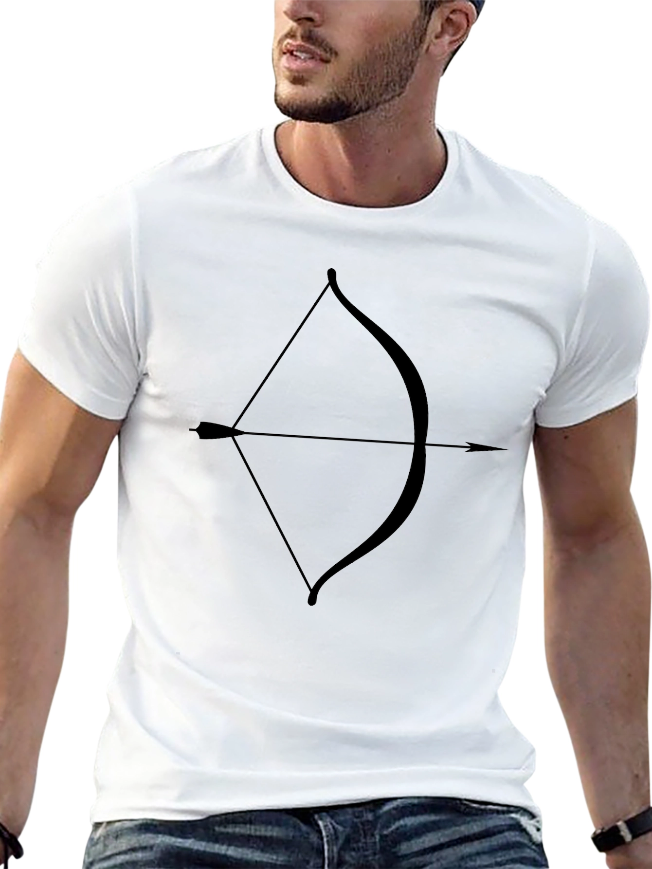 Black Archer Tee: Black Bow & Arrow Graphic T-Shirt view 13