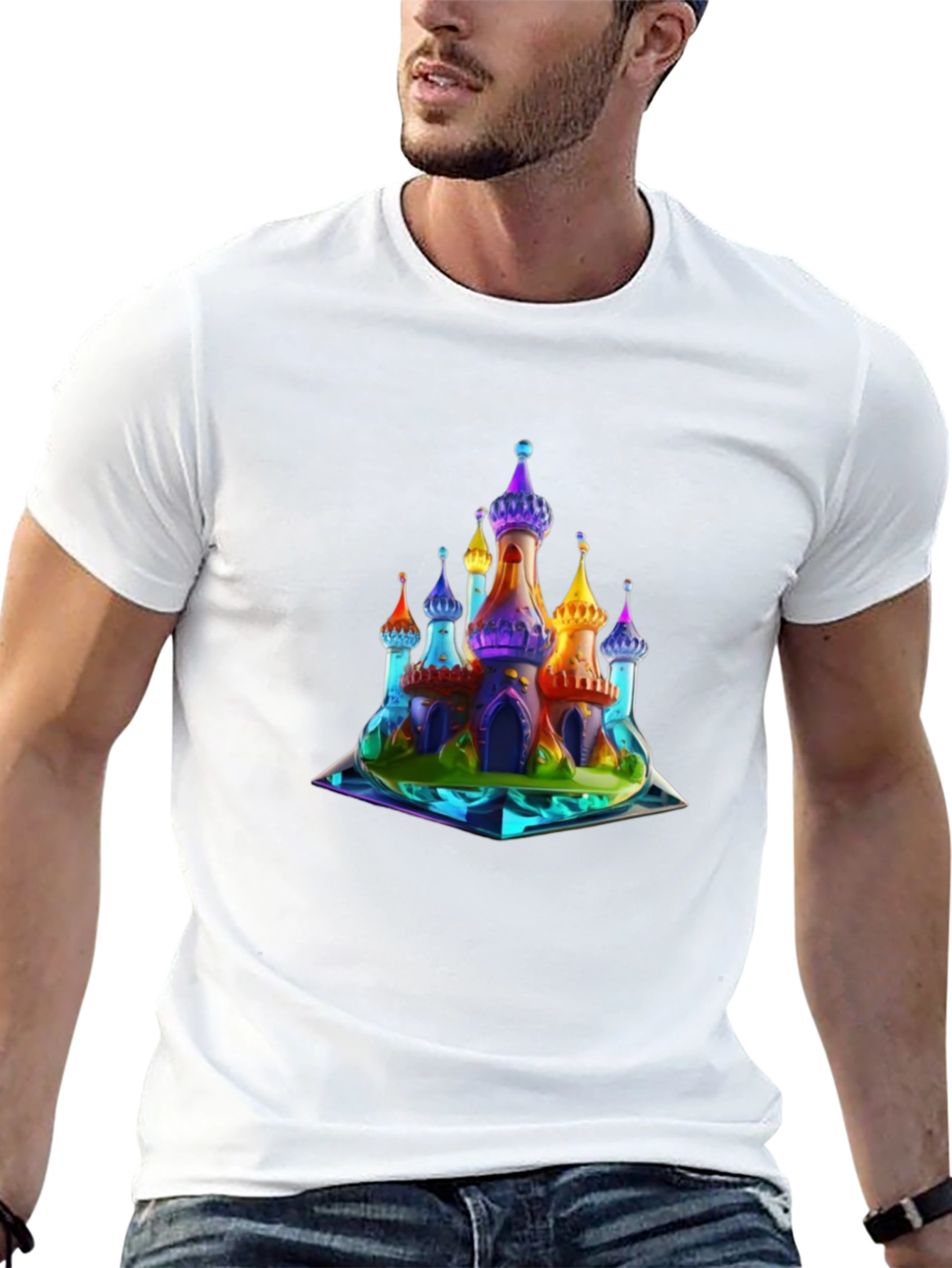 Black Rainbow Castle Graphic T-Shirt view 13