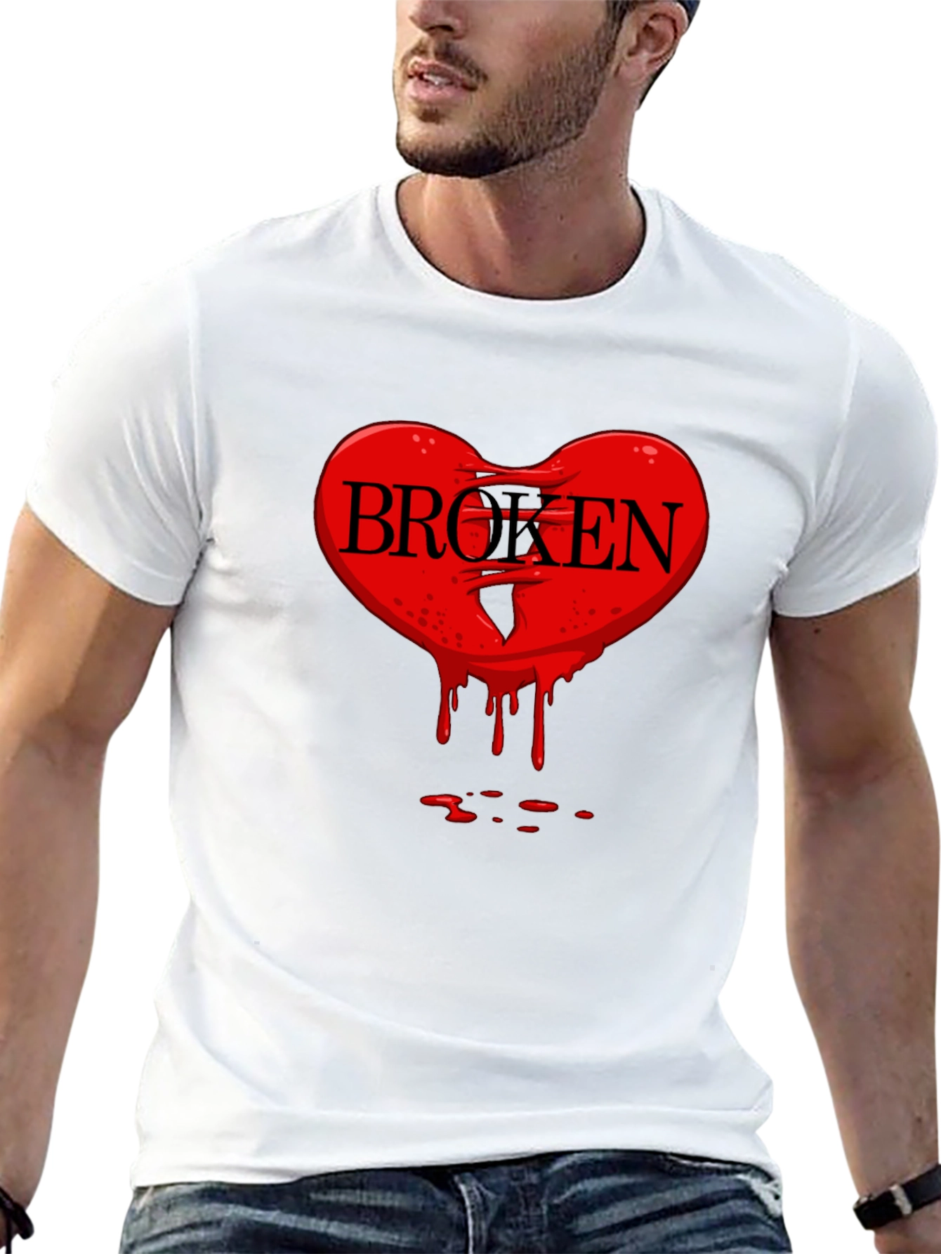 Black Broken Heart Graphic Tee - Men's Black T-Shirt view 13