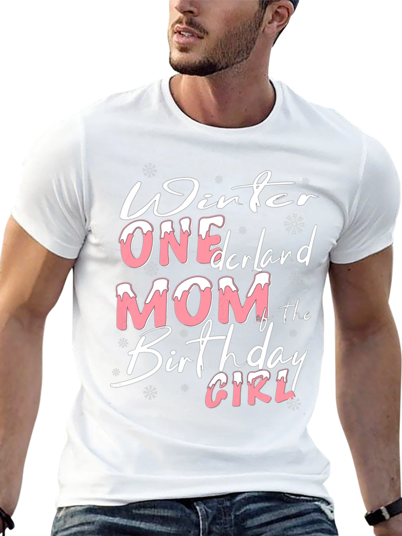 Black Winter ONEderland Mom Birthday Girl T-Shirt view 13
