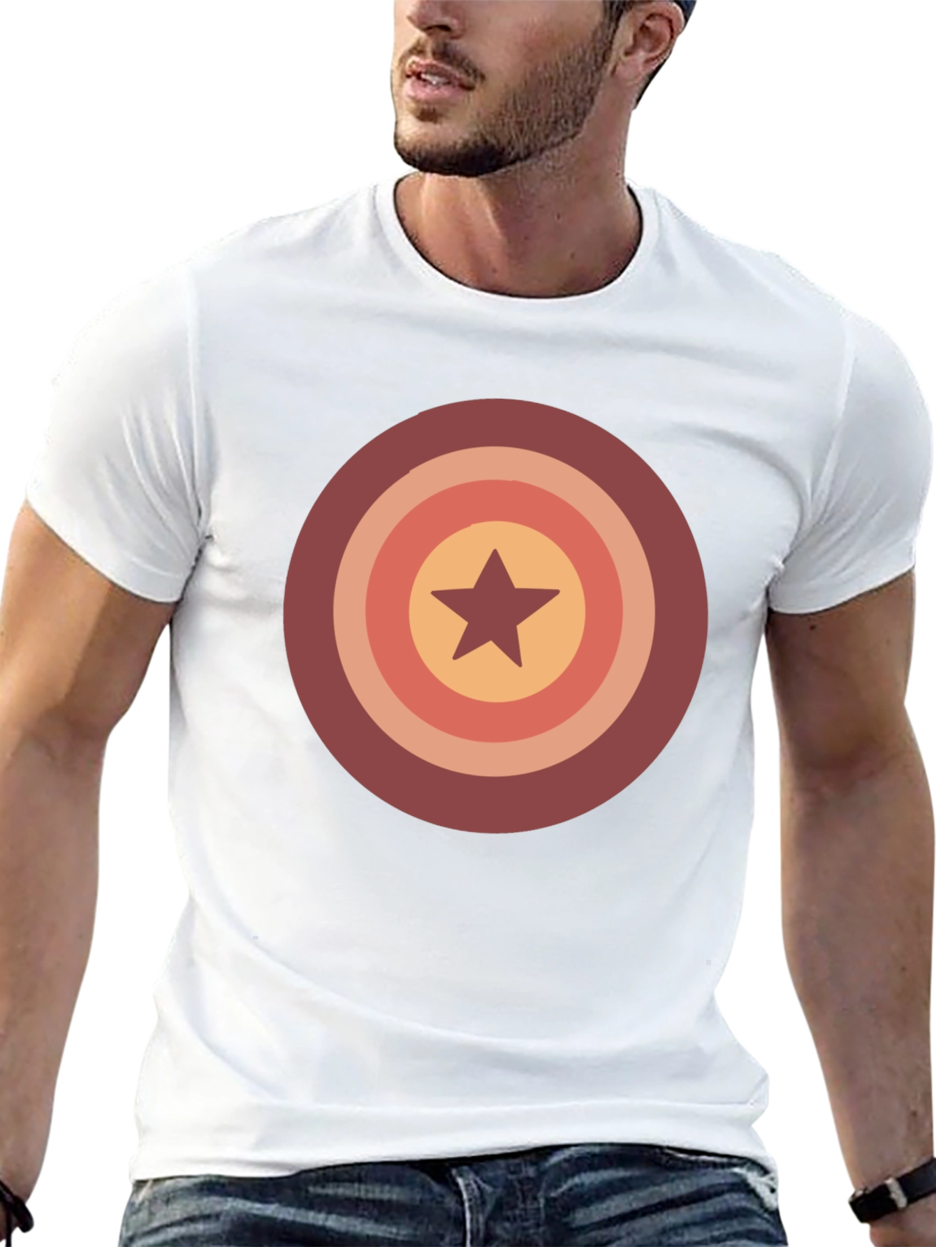 Black Retro Star Target Graphic Tee - Casual Wear view 13