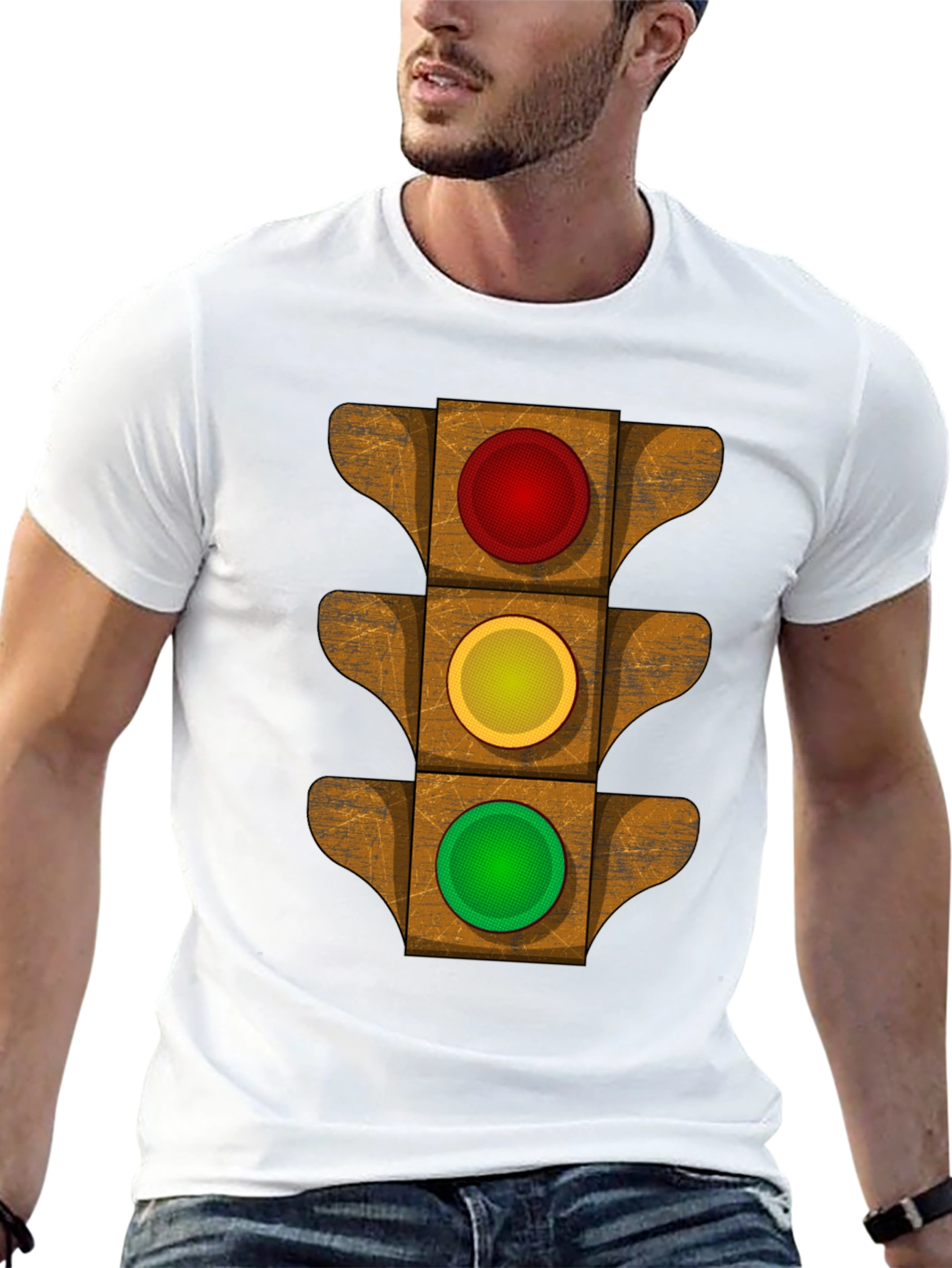 Black Traffic Light Graphic Tee - Novelty Design view 13