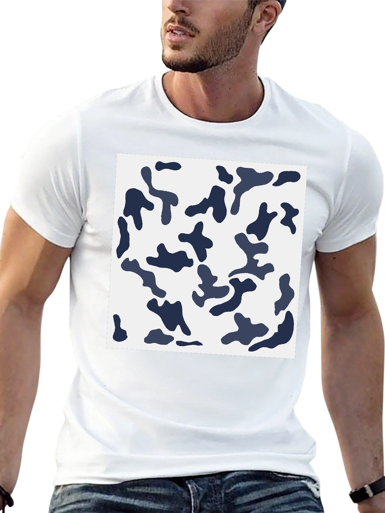 Black Cool Camo Graphic Tee - Men's Black Cotton T-Shirt view 13