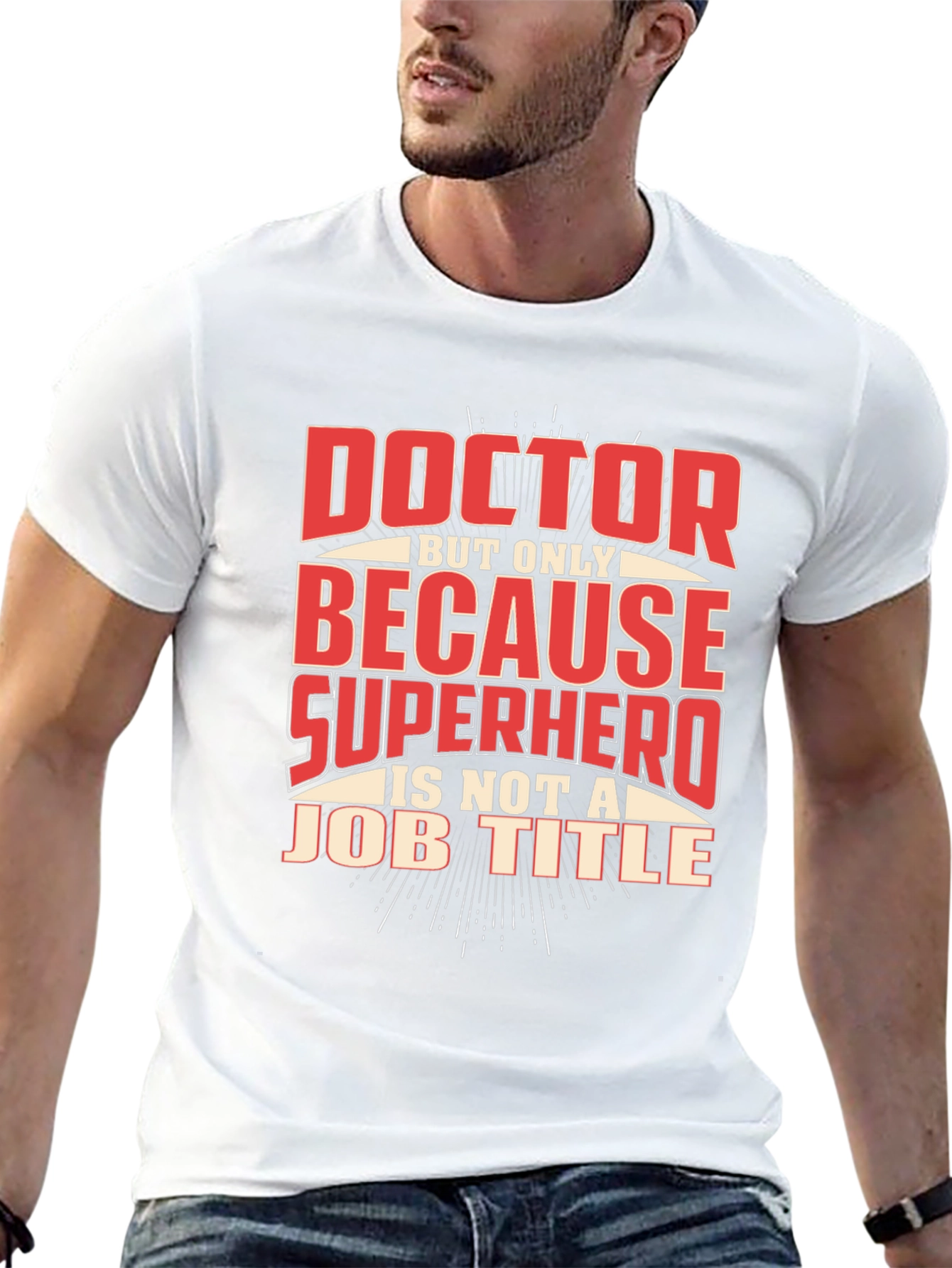 Black Doctor Superhero Job Title Novelty T-Shirt view 13