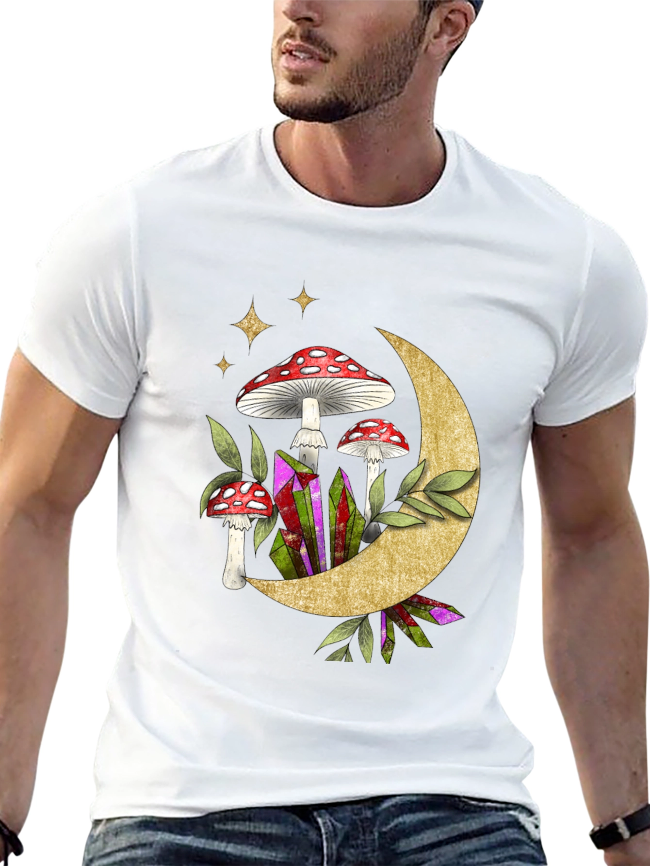 Black Mushroom Moon Graphic Tee view 13