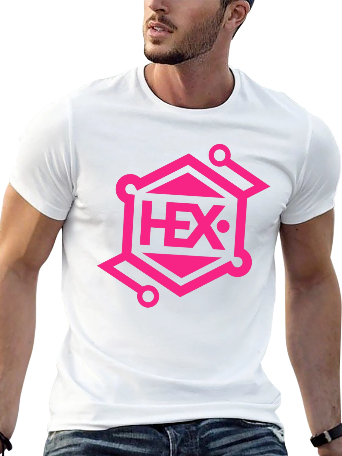 Black HEX Crypto T-Shirt - Black with Pink Design view 13