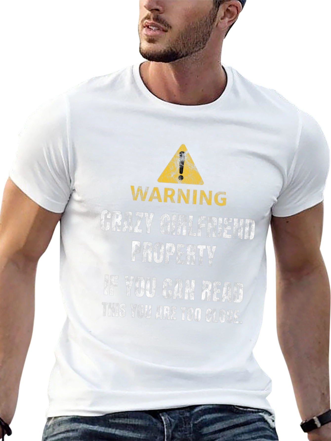 Black Warning Crazy Girlfriend Property T-Shirt view 13