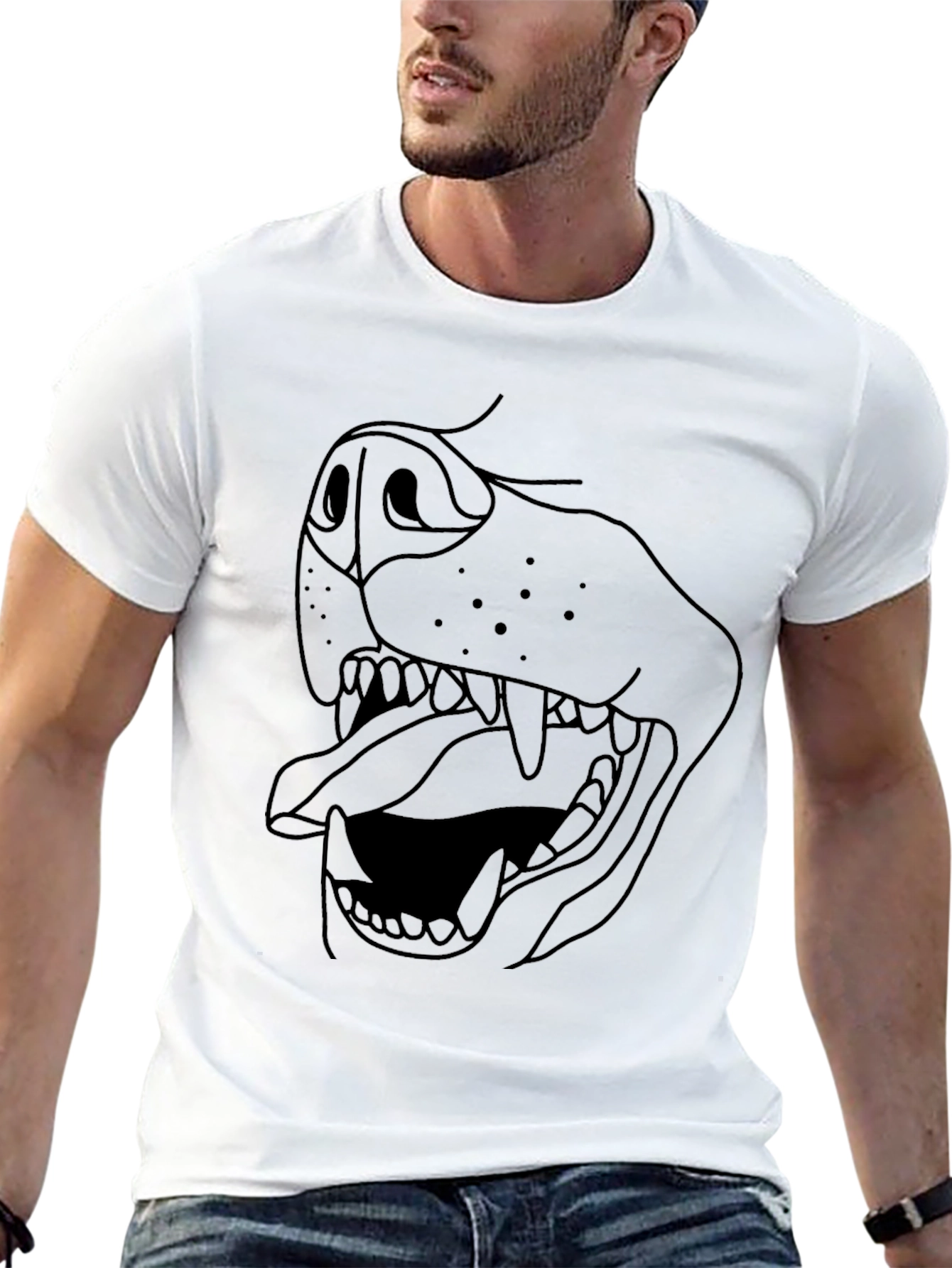 Black Dog Mouth Graphic Tee - Unisex Black T-Shirt view 13