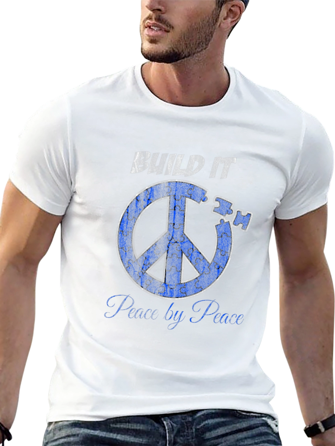 Black Build It Peace by Peace T-Shirt view 13