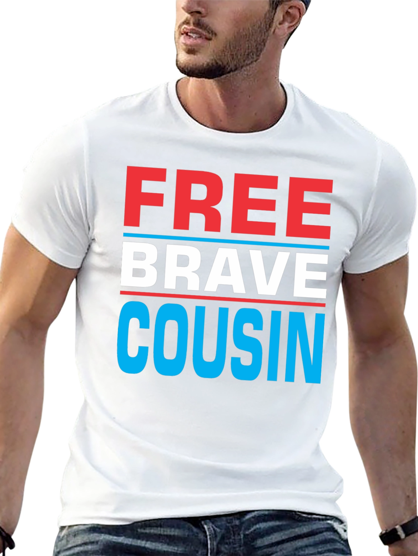 Black Free Brave Cousin T-Shirt - Patriotic Family Tee view 13